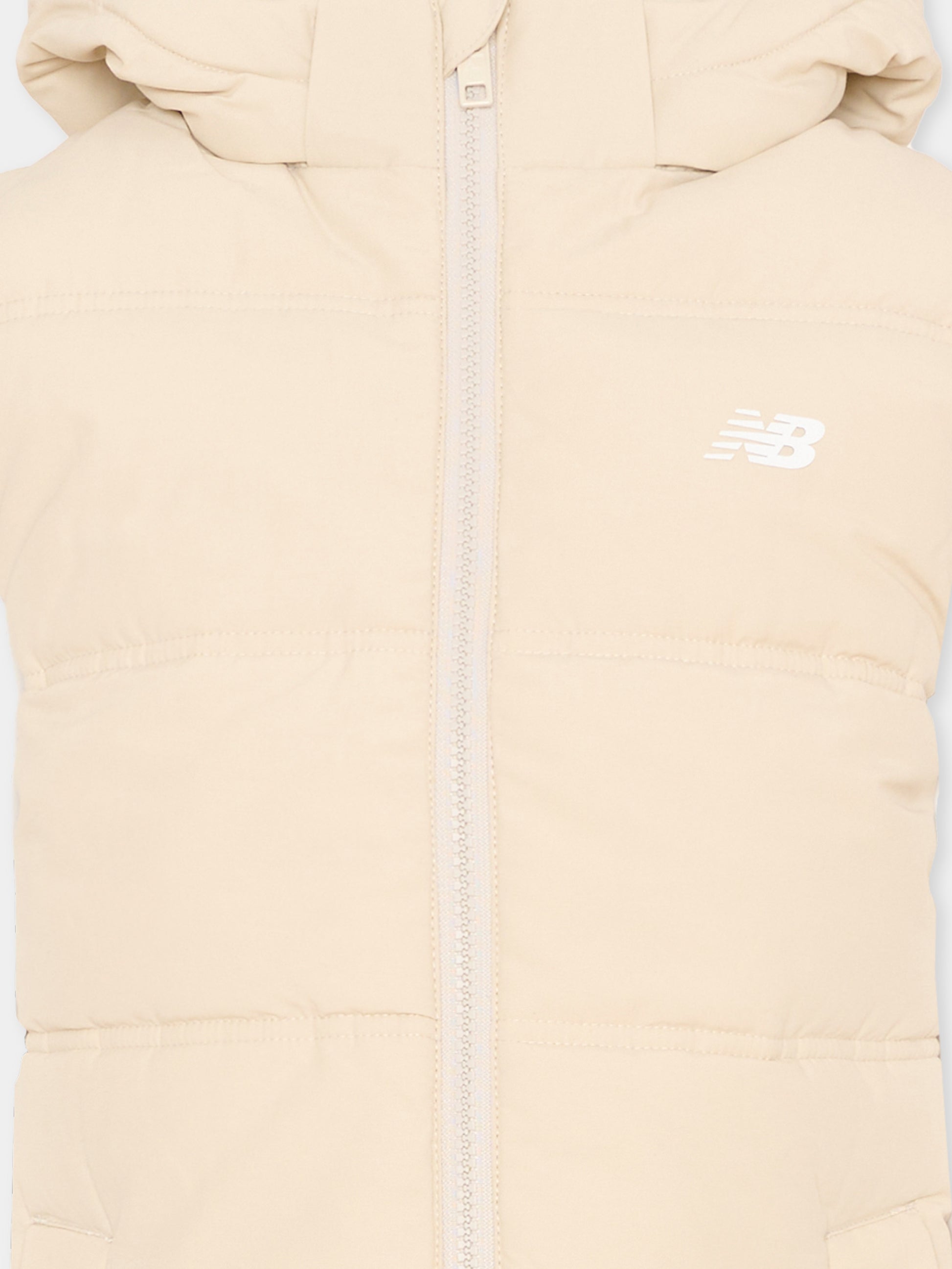Gilet beige per bambino con cappuccio,New Balance,LAKB0289 TWF