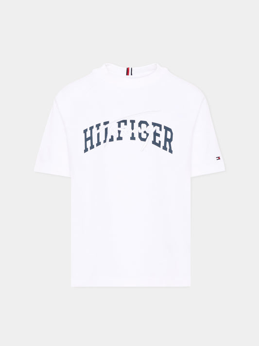 T-shirt bianca per bambini con logo,Tommy Hilfiger Junior,KB0KB09726 YBR