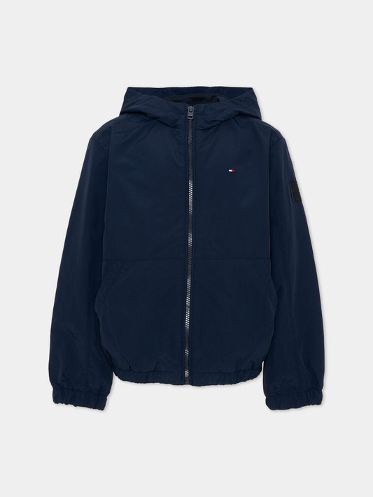 Giacca a vento blu per bambini logo,Tommy Hilfiger Junior,KB0KB09737 C1G