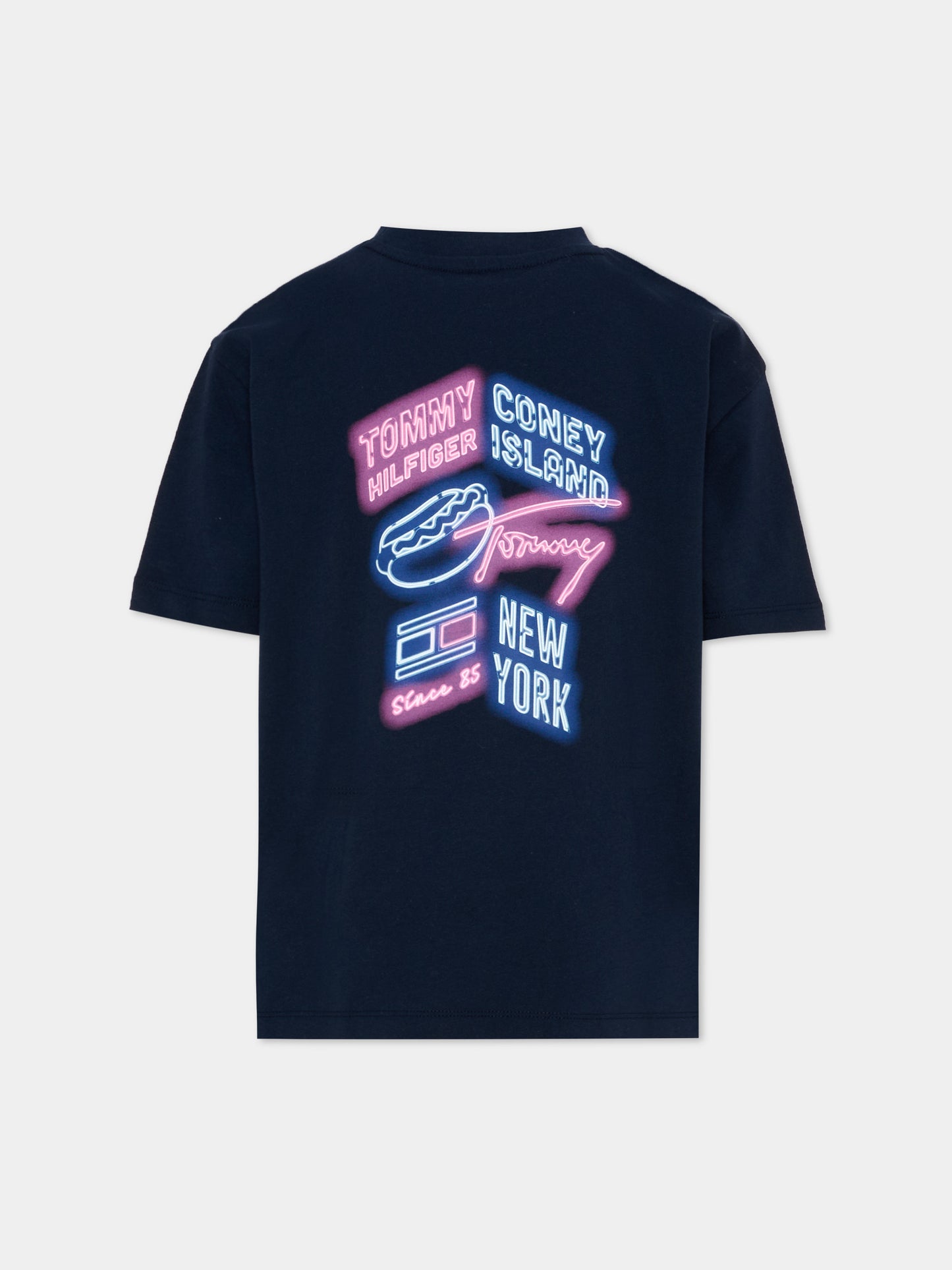 T-Shirt blu per bambino con stampa neon,Tommy Hilfiger Junior,KB0KB09849 C1G