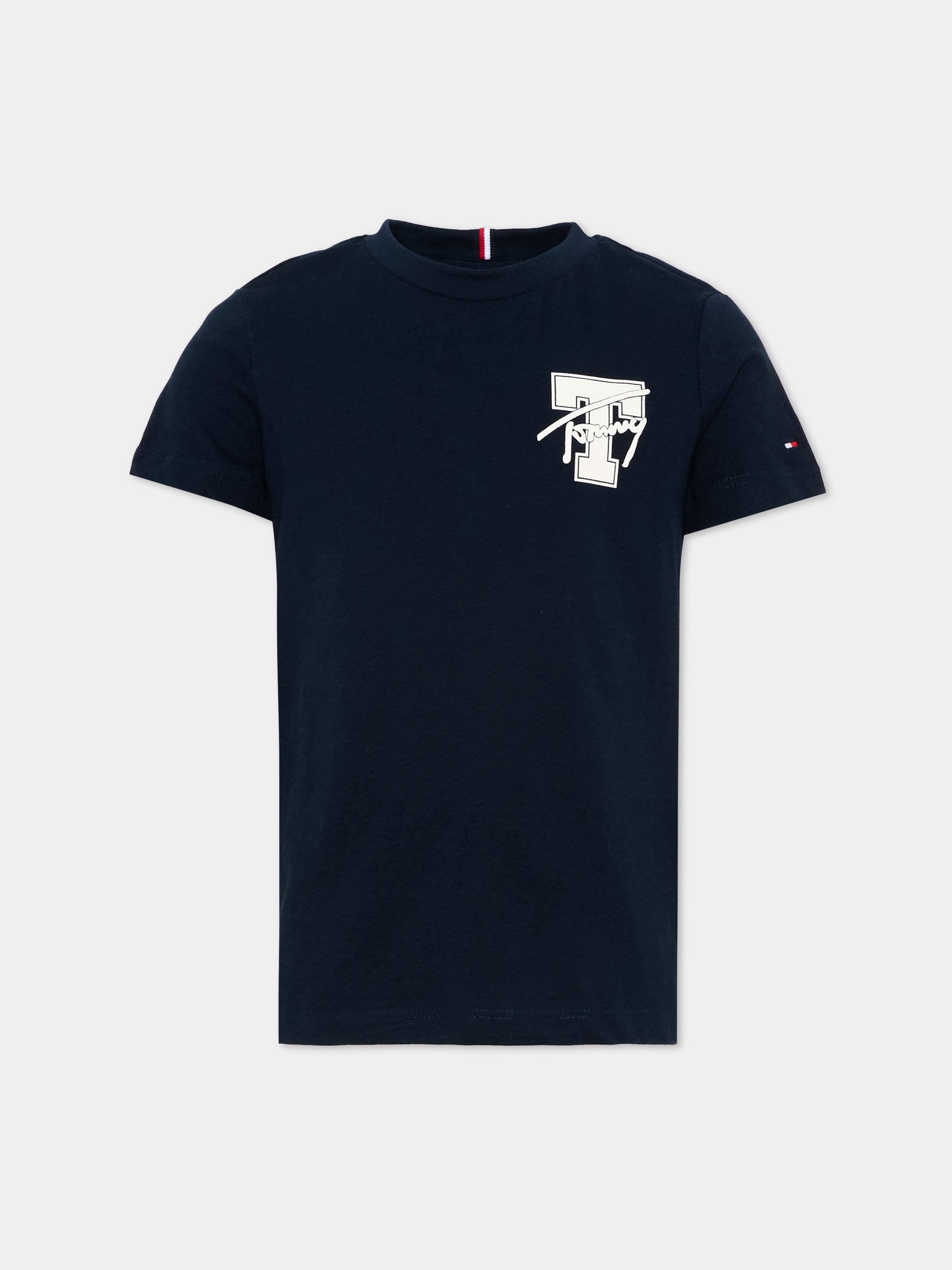 T-Shirt blu per bambino con logo,Tommy Hilfiger Junior,KB0KB09868 C1G