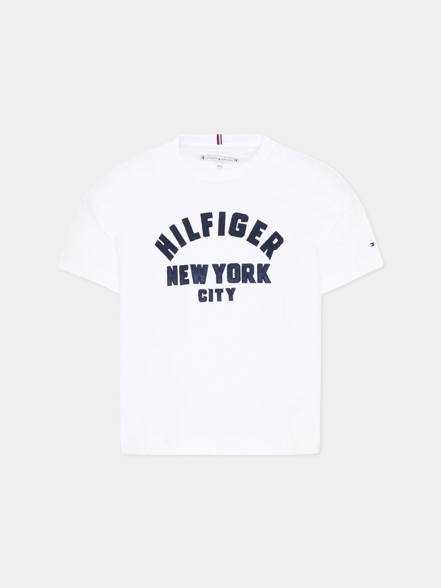 T-Shirt bianca per bambina con logo,Tommy Hilfiger Junior,KG0KG08635 YBR