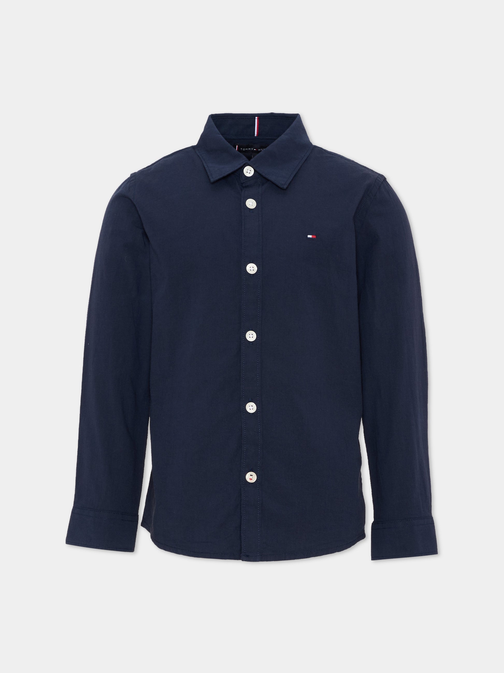 Camicia blu per bambino con Tommy flag,Tommy Hilfiger Junior,KB0KB06965 C87