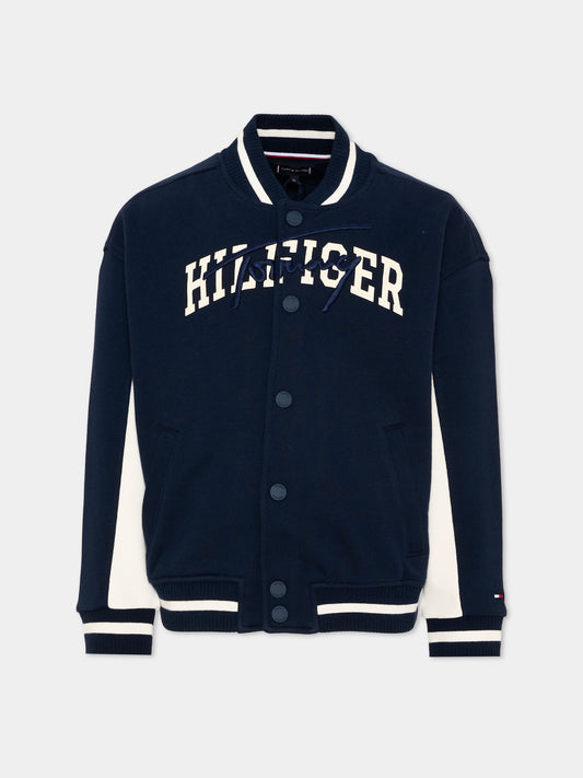 Bomber blu per bambino con logo,Tommy Hilfiger Junior,KB0KB09745 C1G