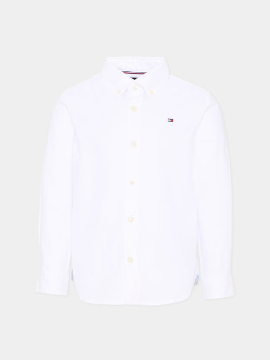 Camicia bianca per bambino con Tommy flag,Tommy Hilfiger Junior,KB0KB09262 YAF