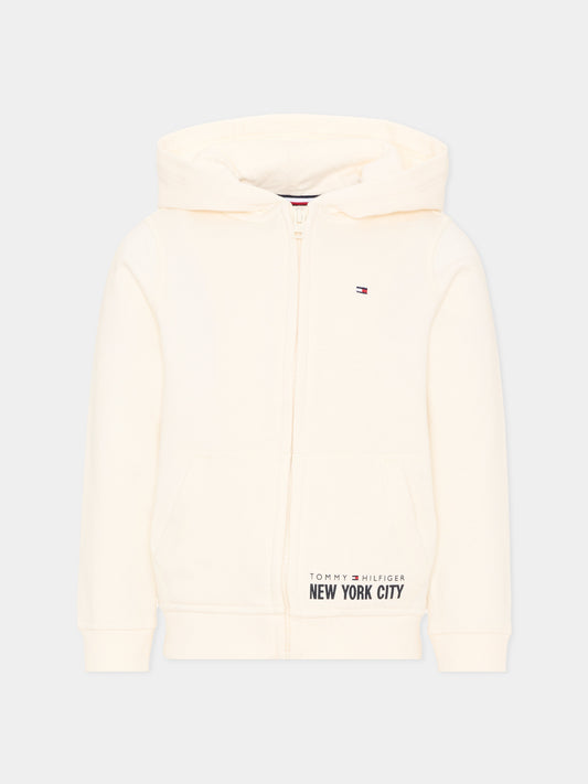 Felpa avorio per bambini con logo,Tommy Hilfiger Junior,KB0KB09894 YA8