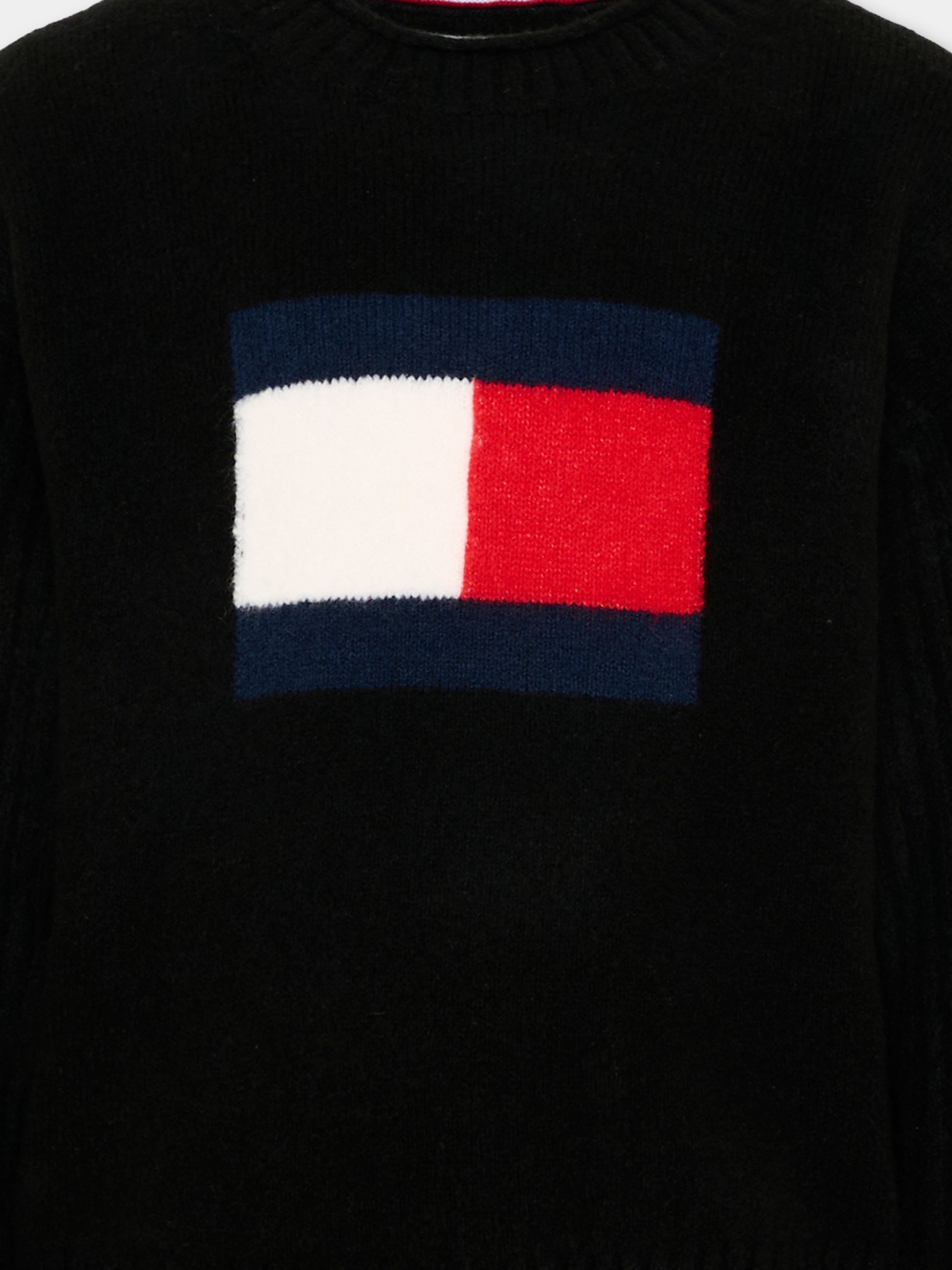 Maglione nero per bambini con logo,Tommy Hilfiger Junior,KG0KG09335 HEV