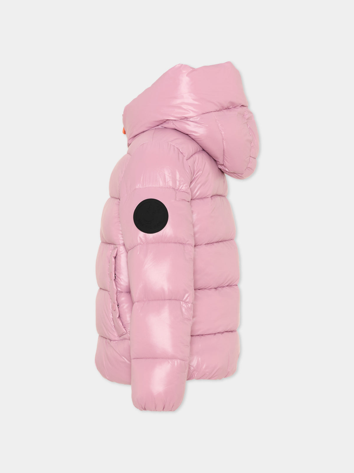 Piumino rosa per bambina con cappuccio,Save The Duck Kids,J31989G LOVE23 80044