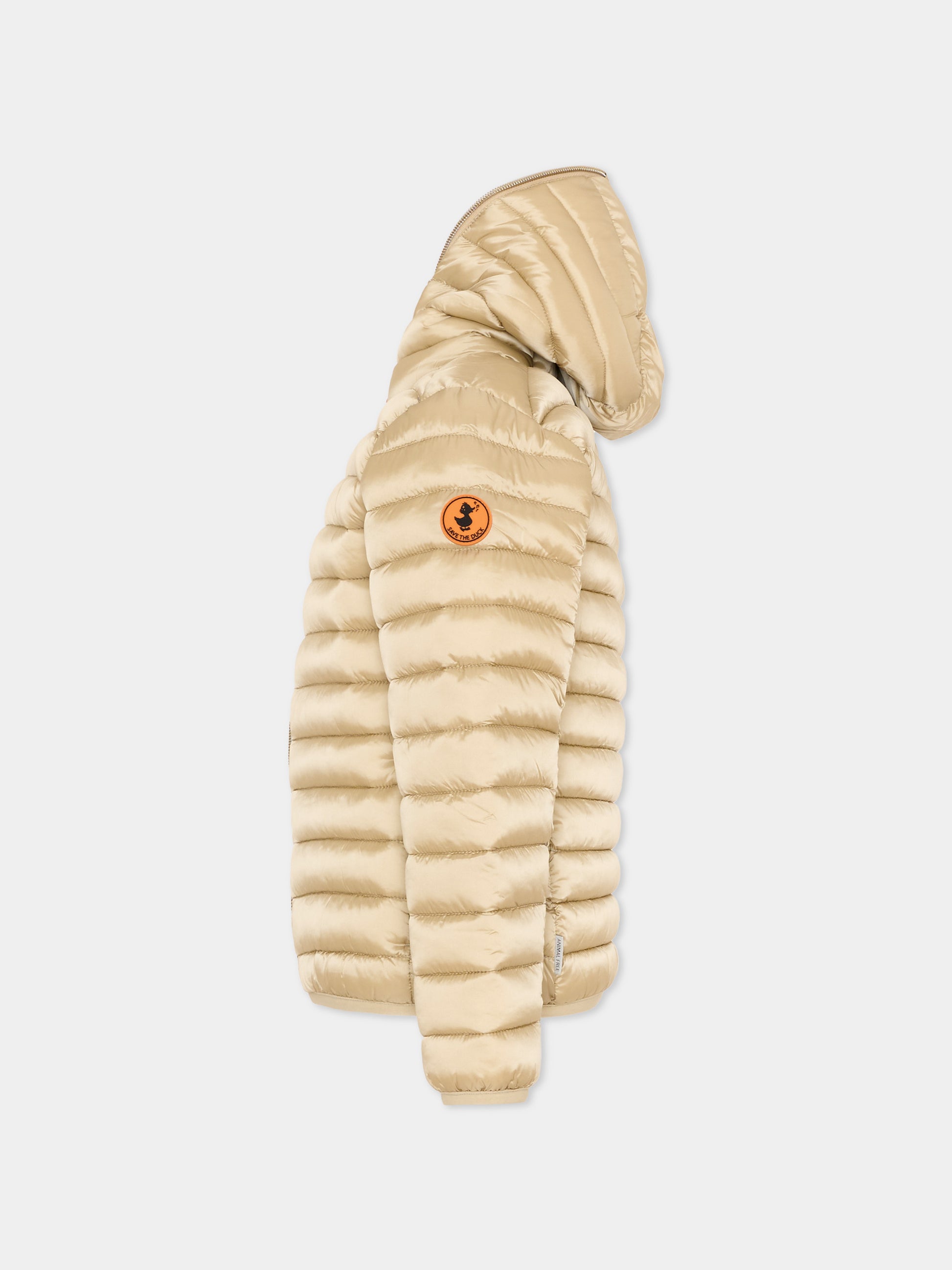 Piumino Iris beige per bambina con logo,Save The Duck Kids,J32310G IRIS21 40039