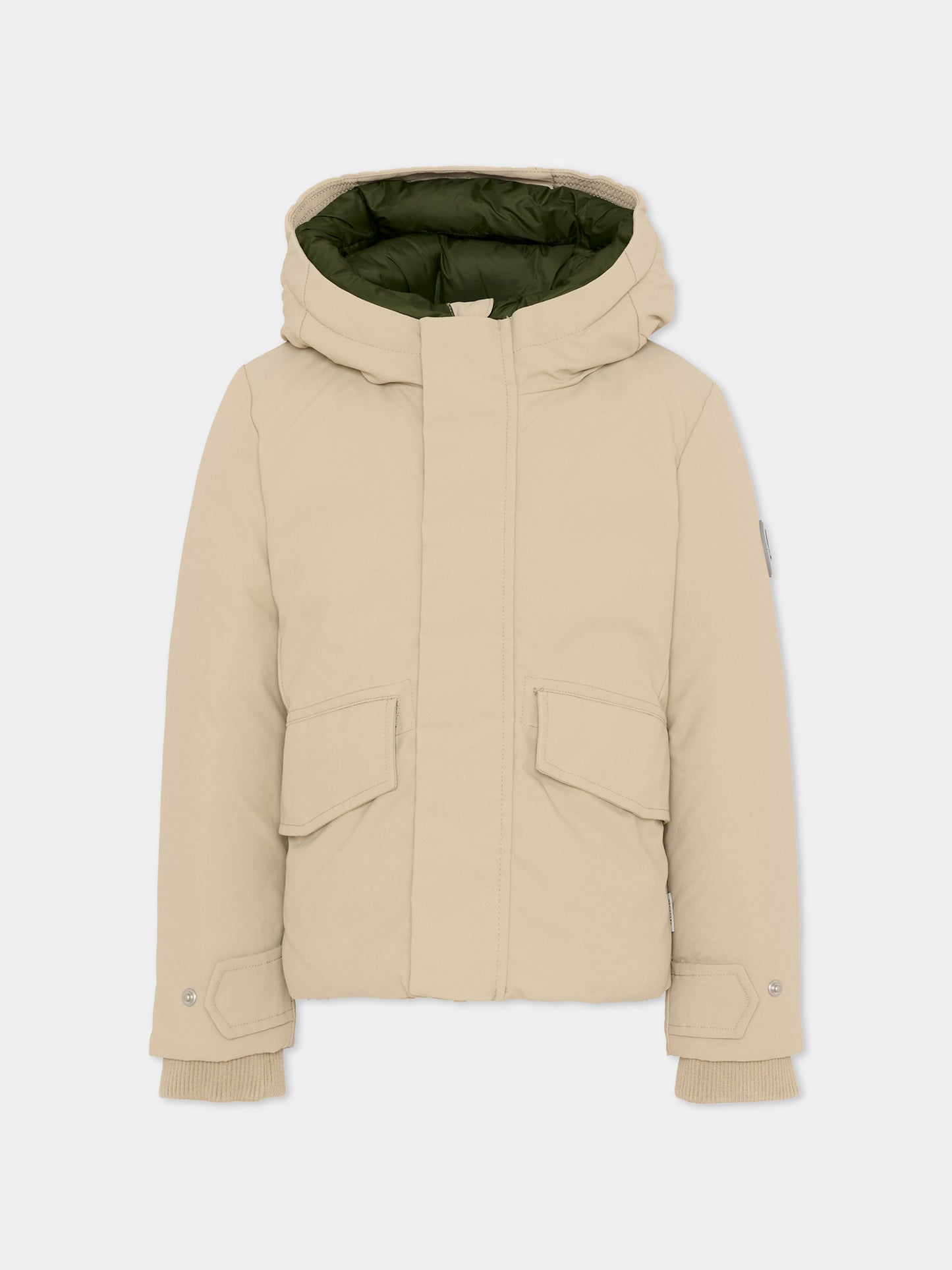 Piumino Benj beige per bambini con logo,Save The Duck Kids,P32292B COTO21 21651