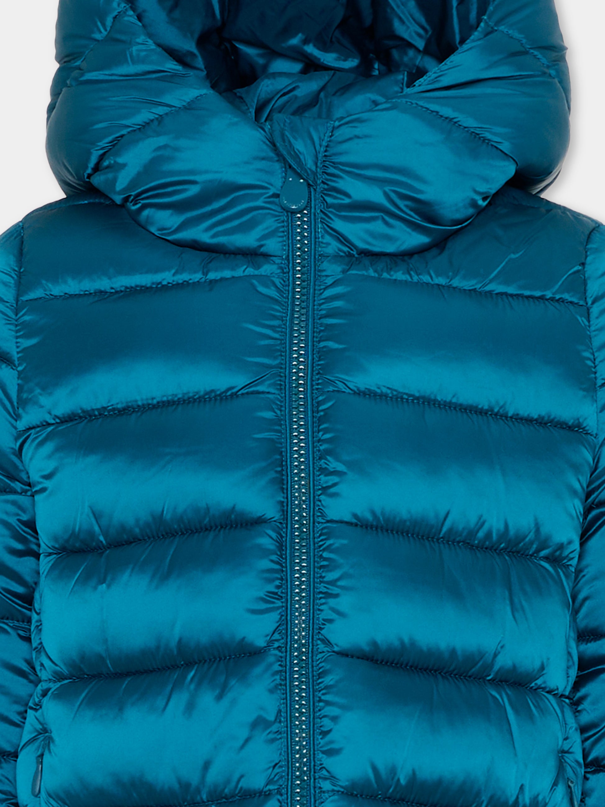 Piumino Bibi celeste per bambino con logo,Save The Duck Kids,J31398G JADE21 90069