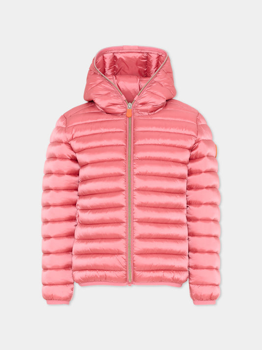 Piumino Iris rosa per bambina con logo,Save The Duck Kids,J32310G IRIS21 80036