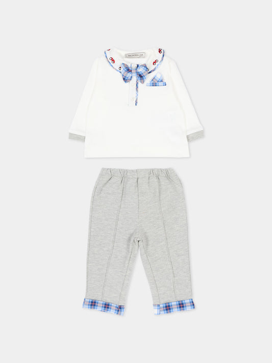 Completo elegante multicolor per neonato con papillon,Monnalisa,22F509 6000 0132