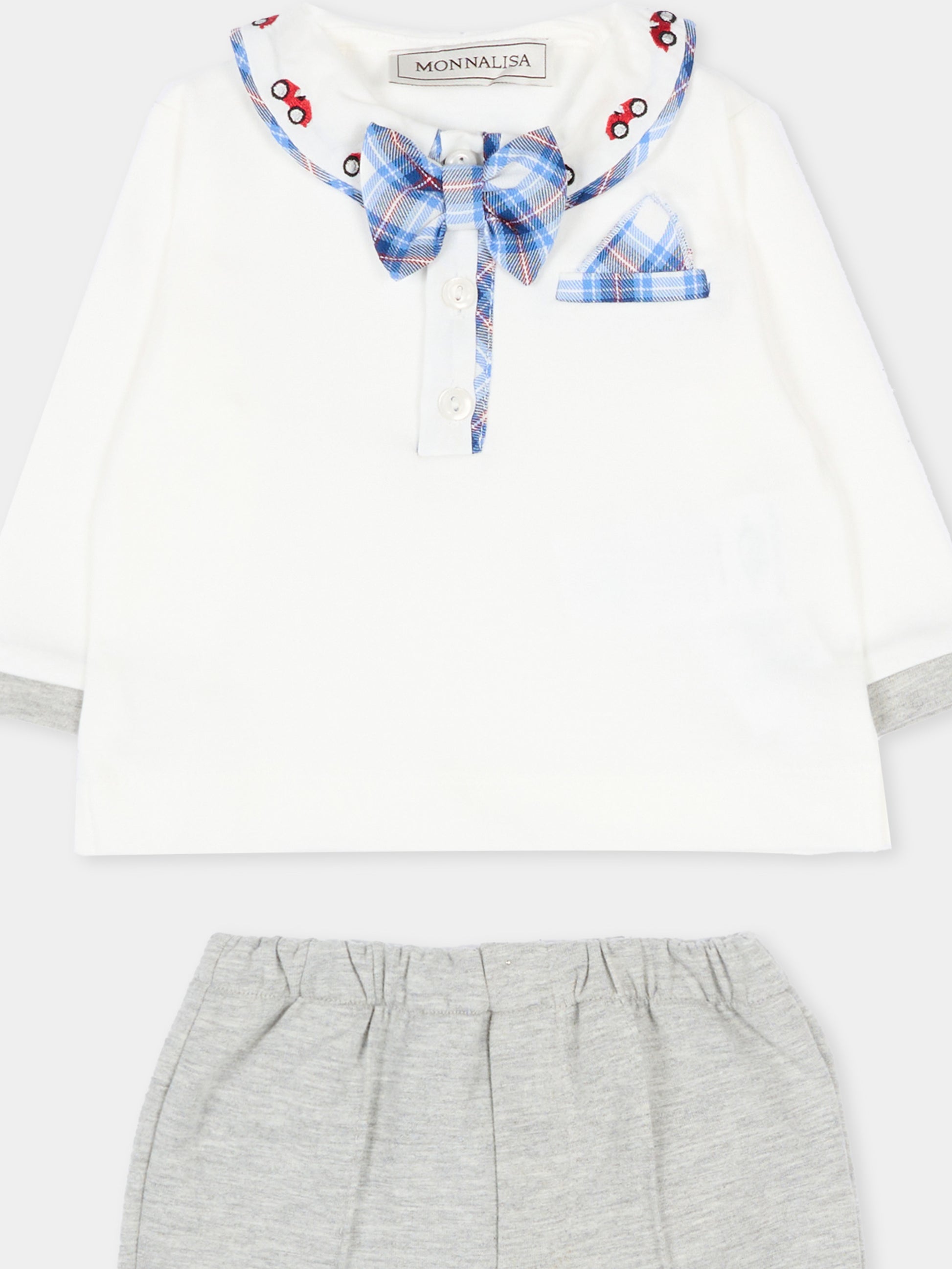 Completo elegante multicolor per neonato con papillon,Monnalisa,22F509 6000 0132