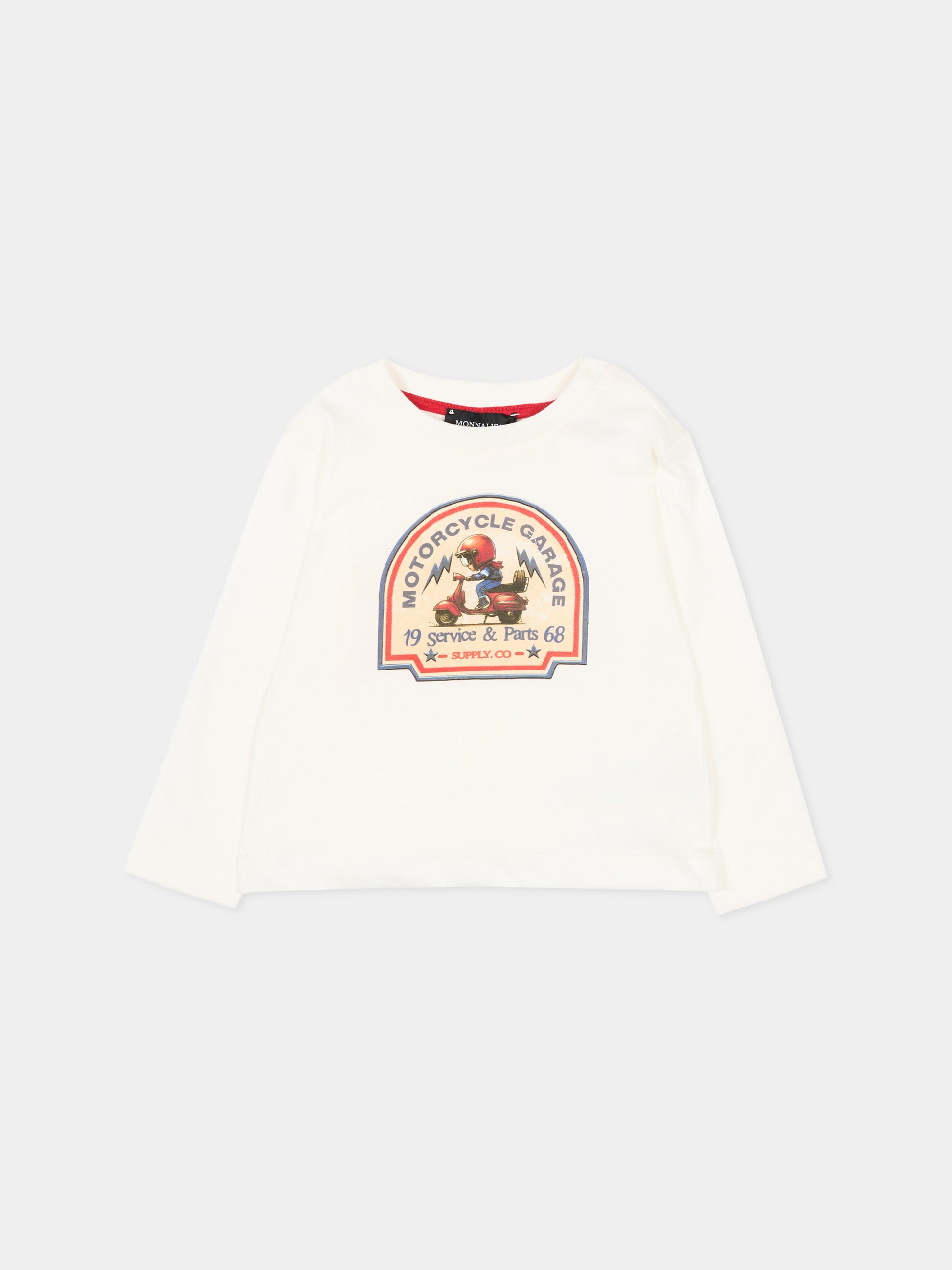 T-Shirt bianca per neonato con stampa,Monnalisa,28F611 6005 0001