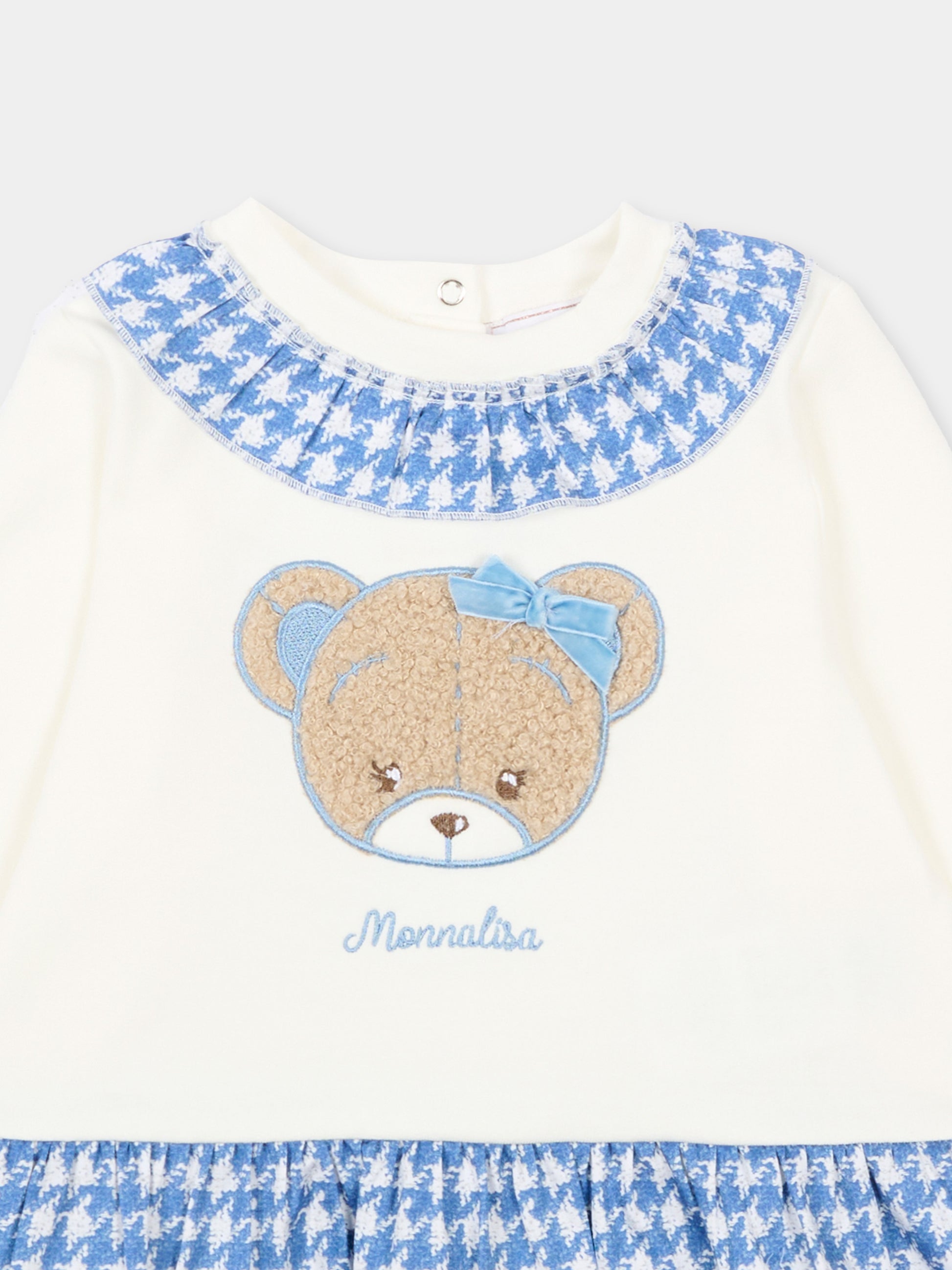 Felpa avorio per neonata con orsetto,Monnalisa,39F619 6004 0158