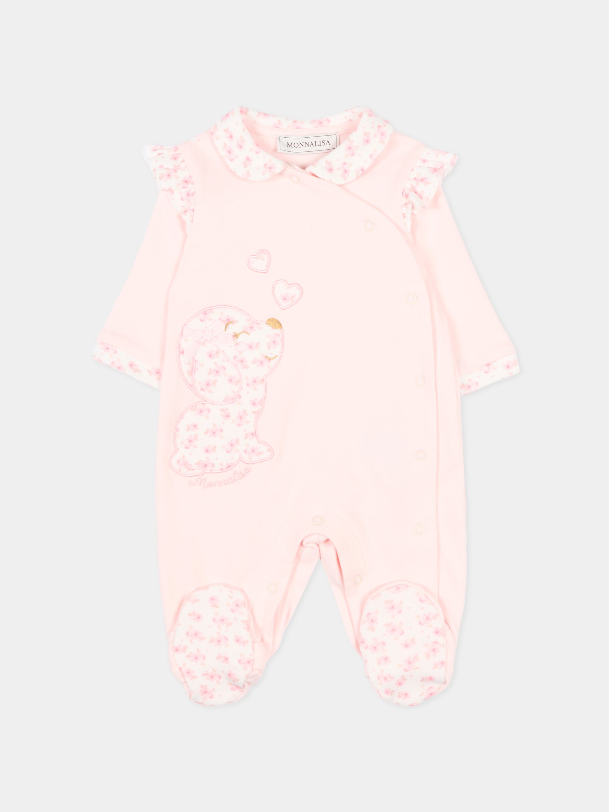 Tutina rosa per neonata con rouches,Monnalisa,35F200 6000 091C