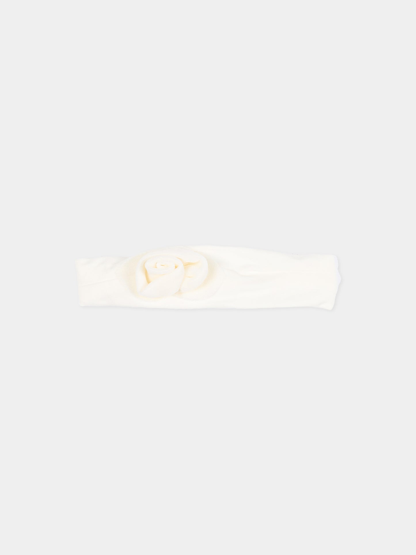 Fascia avorio per neonata con rosa,Monnalisa,73F006 6803 0001