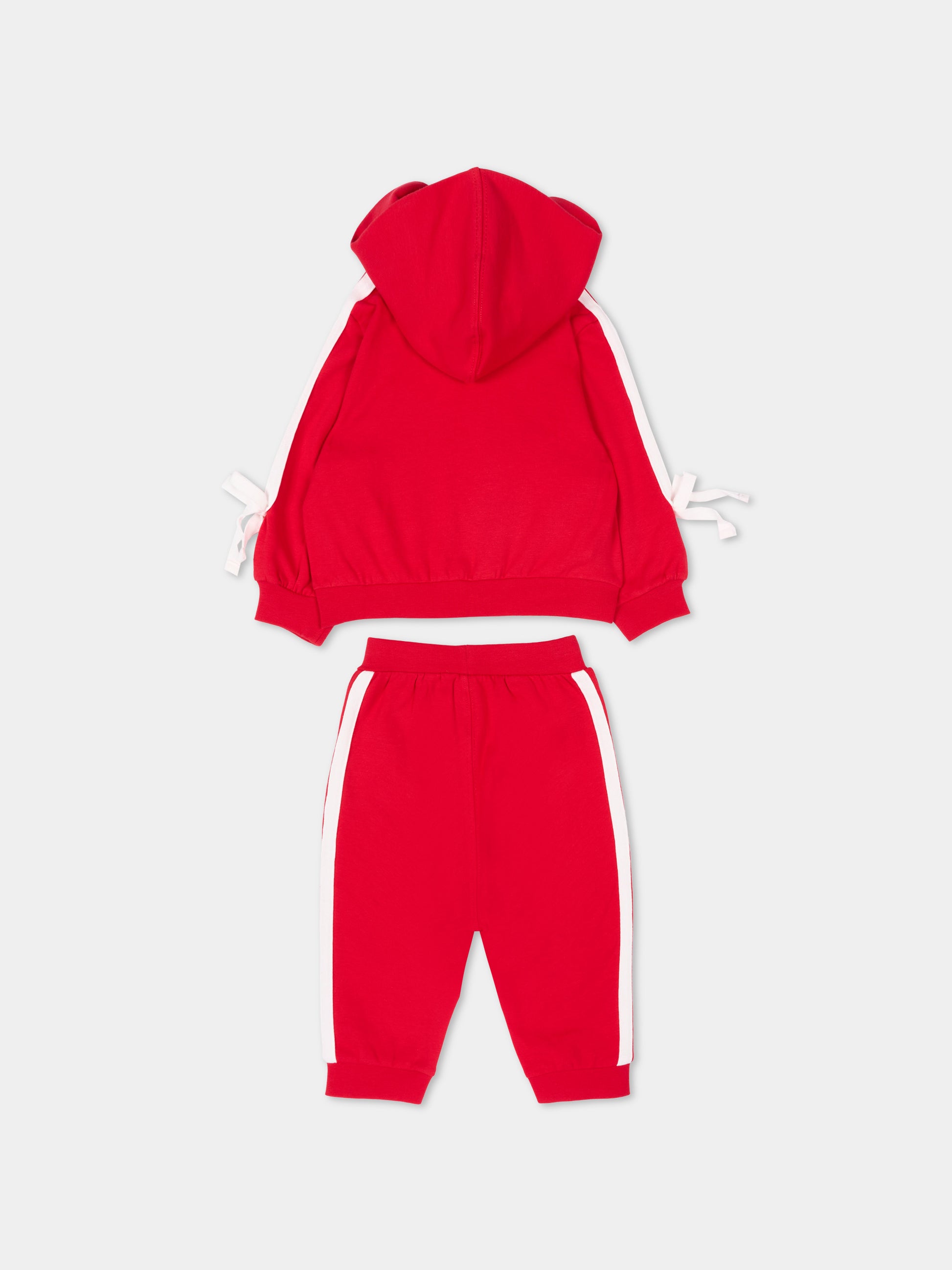 Completo sportivo rosso per neonata con fiocchi,Monnalisa,39F503NP 6004 0043