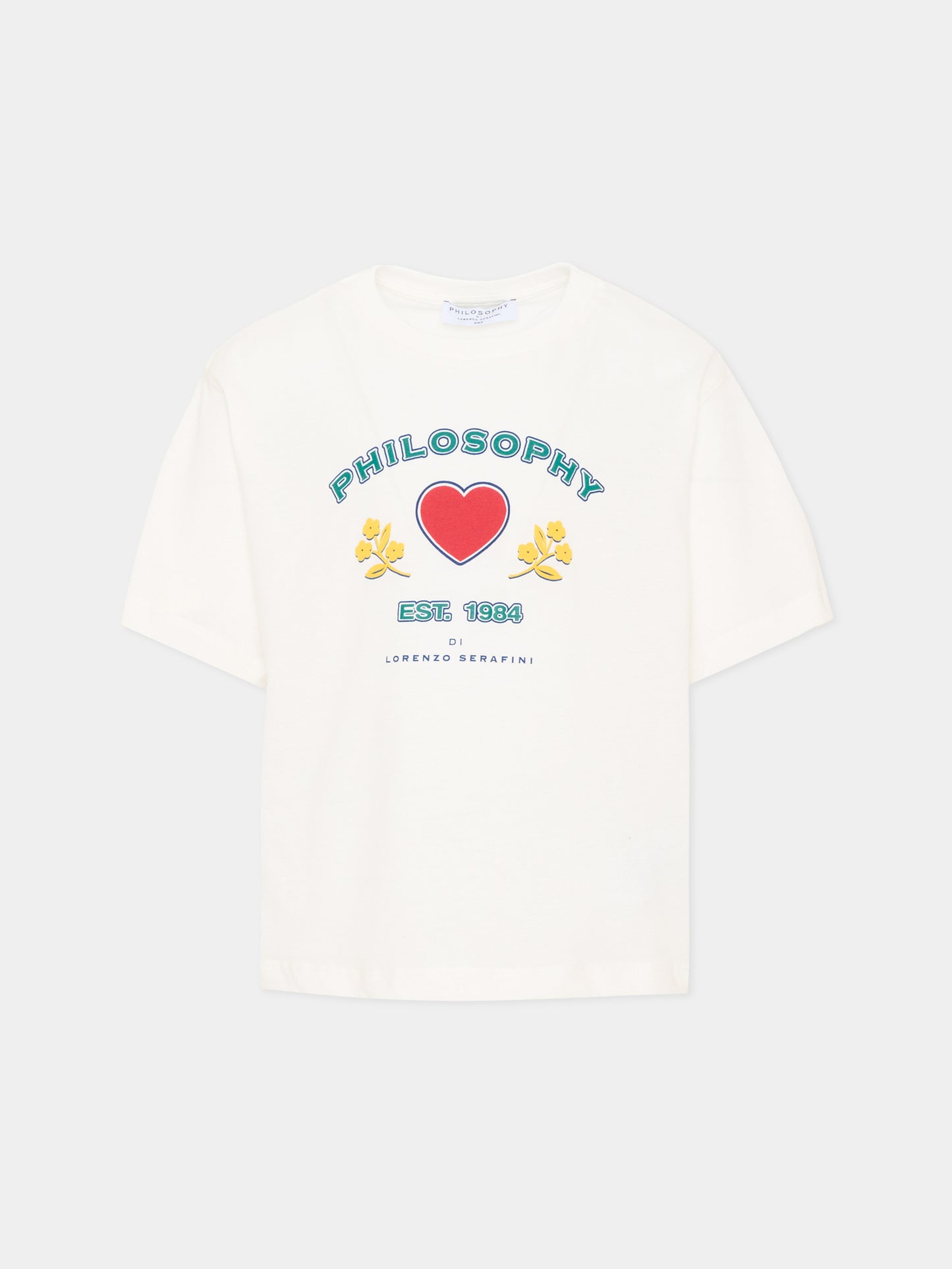 T-Shirt avorio per bambina con logo,Philosophy,I1F613 6203 P001