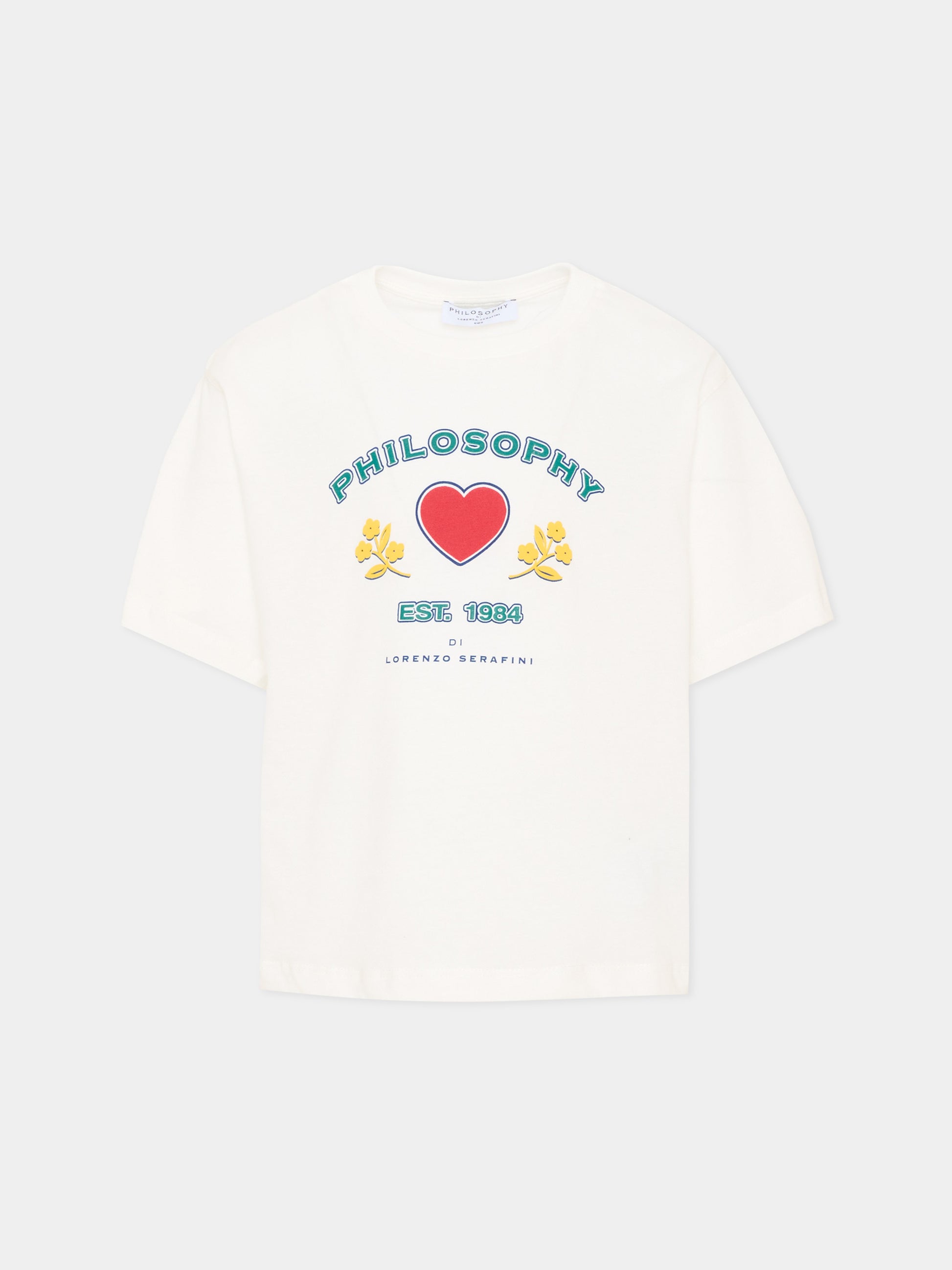 T-Shirt avorio per bambina con logo,Philosophy,I1F613 6203 P001