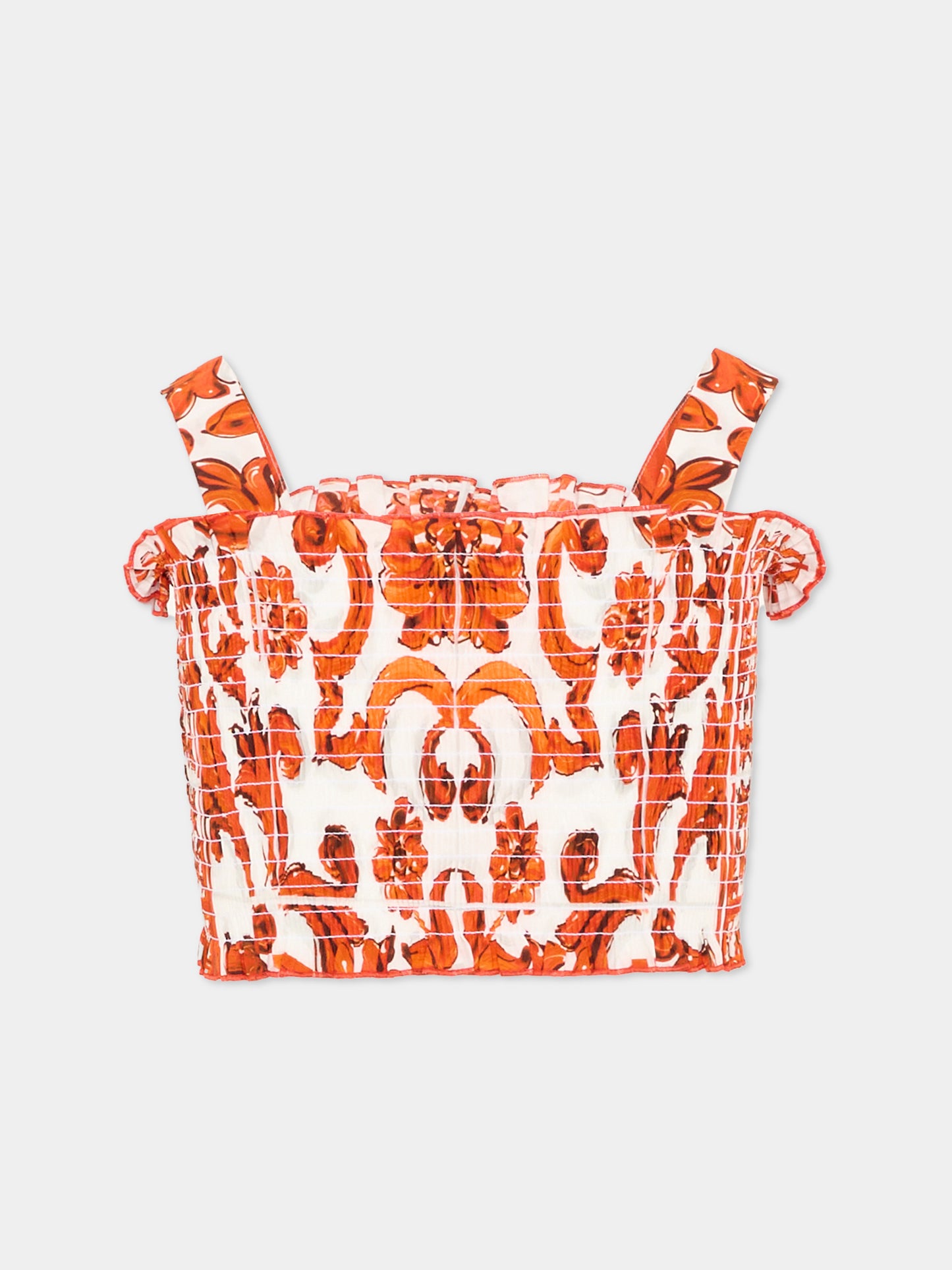 Top arancione per bambina con stampa,Dolce & Gabbana Kids,L51N78 G7P4J IR5DQ