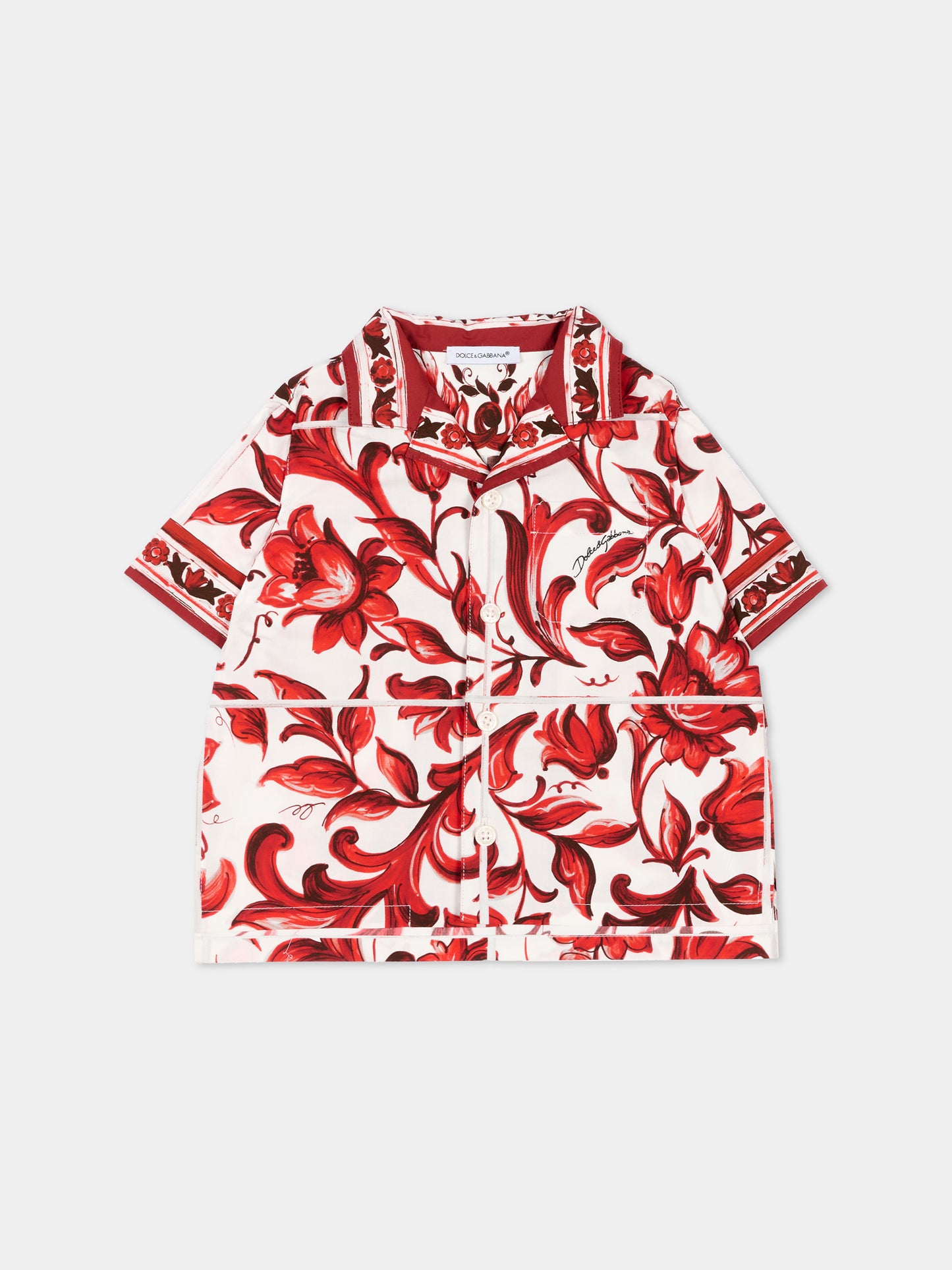 Camicia rossa baroque per naonato,Dolce & Gabbana Kids,L14S82 FI5OI I63TN
