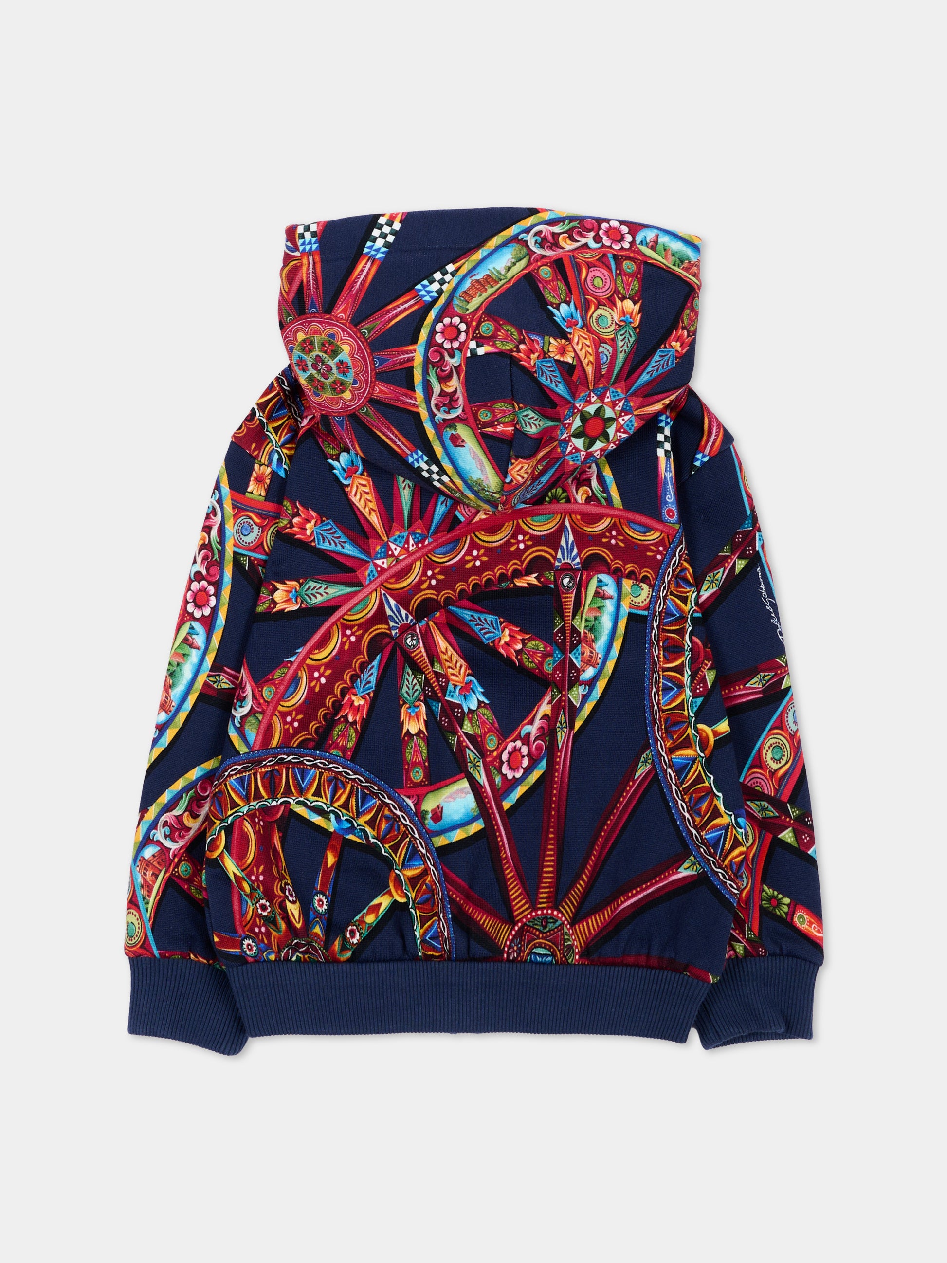 Felpa blu per neonato con Carretto Siciliano,Dolce & Gabbana Kids,L1JWOA HS7RG HB6DU