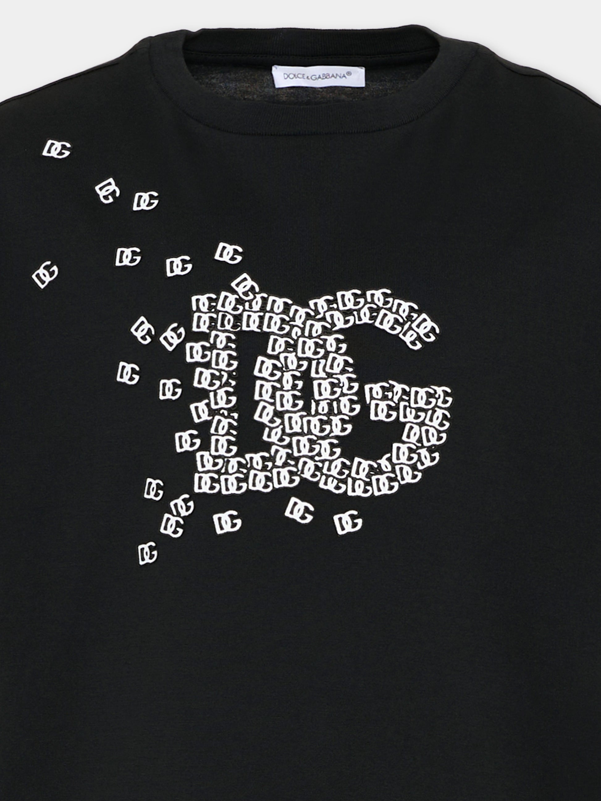 T-Shirt nera per bambino con logo,Dolce & Gabbana Kids,L4JTHV G7Q0T N0000