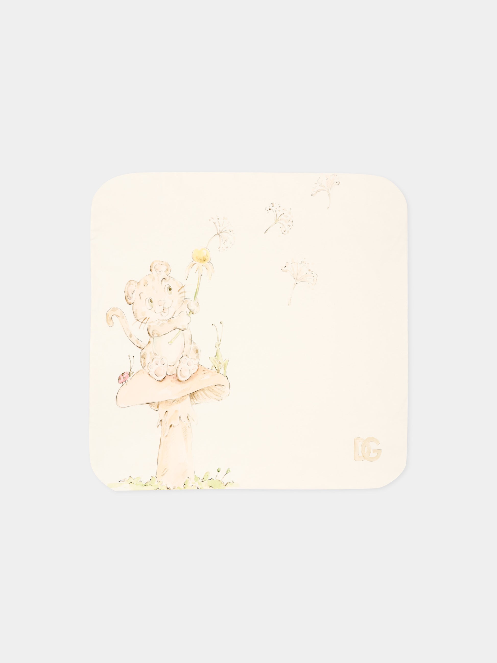 Coperta beige per neonato con stampa,Dolce & Gabbana Kids,LNJAJ0 G7P8L S9000
