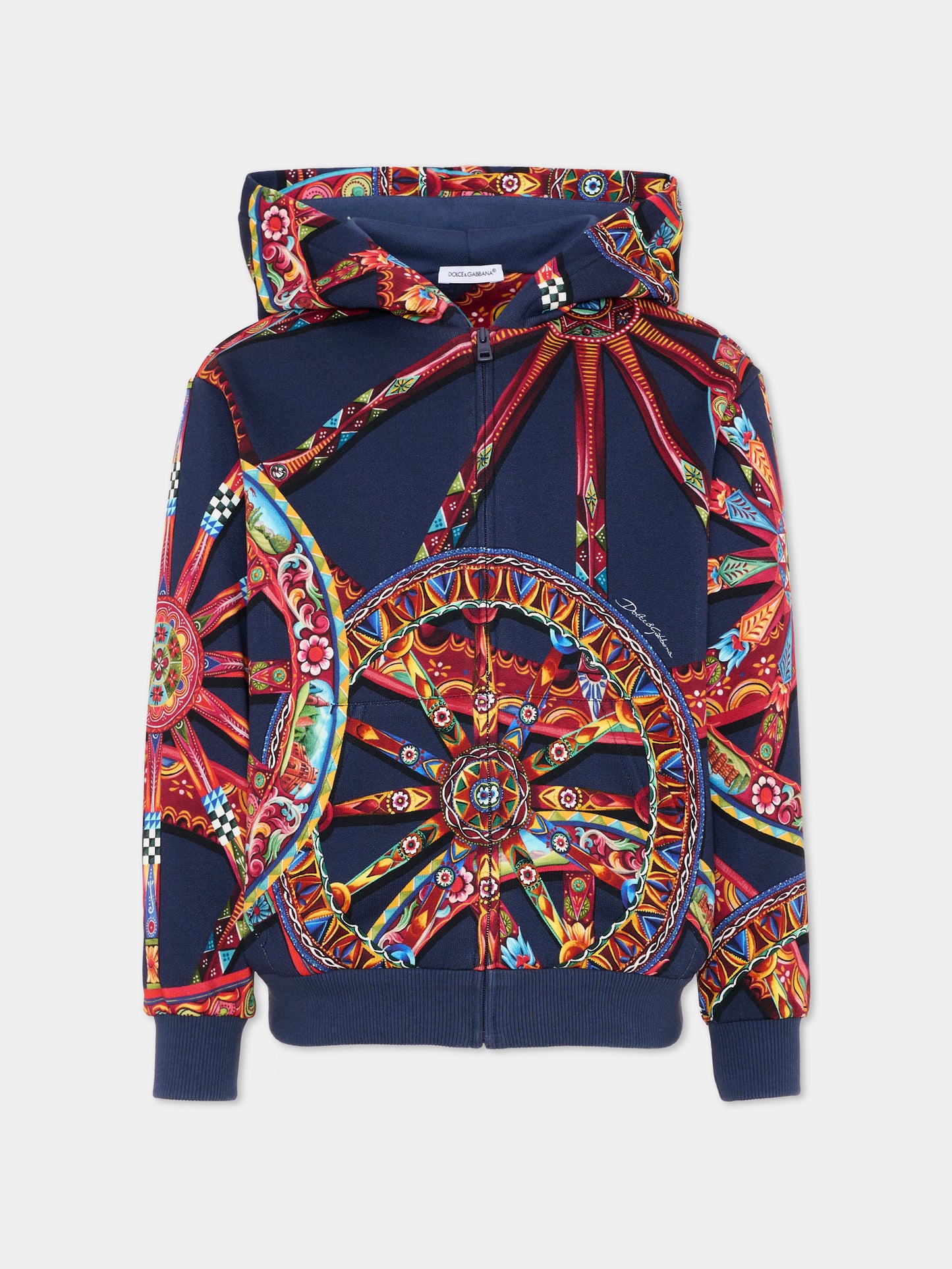 Felpa blu per bambino con Carretto Siciliano,Dolce & Gabbana Kids,L4JWNT HS7RF HB6DU