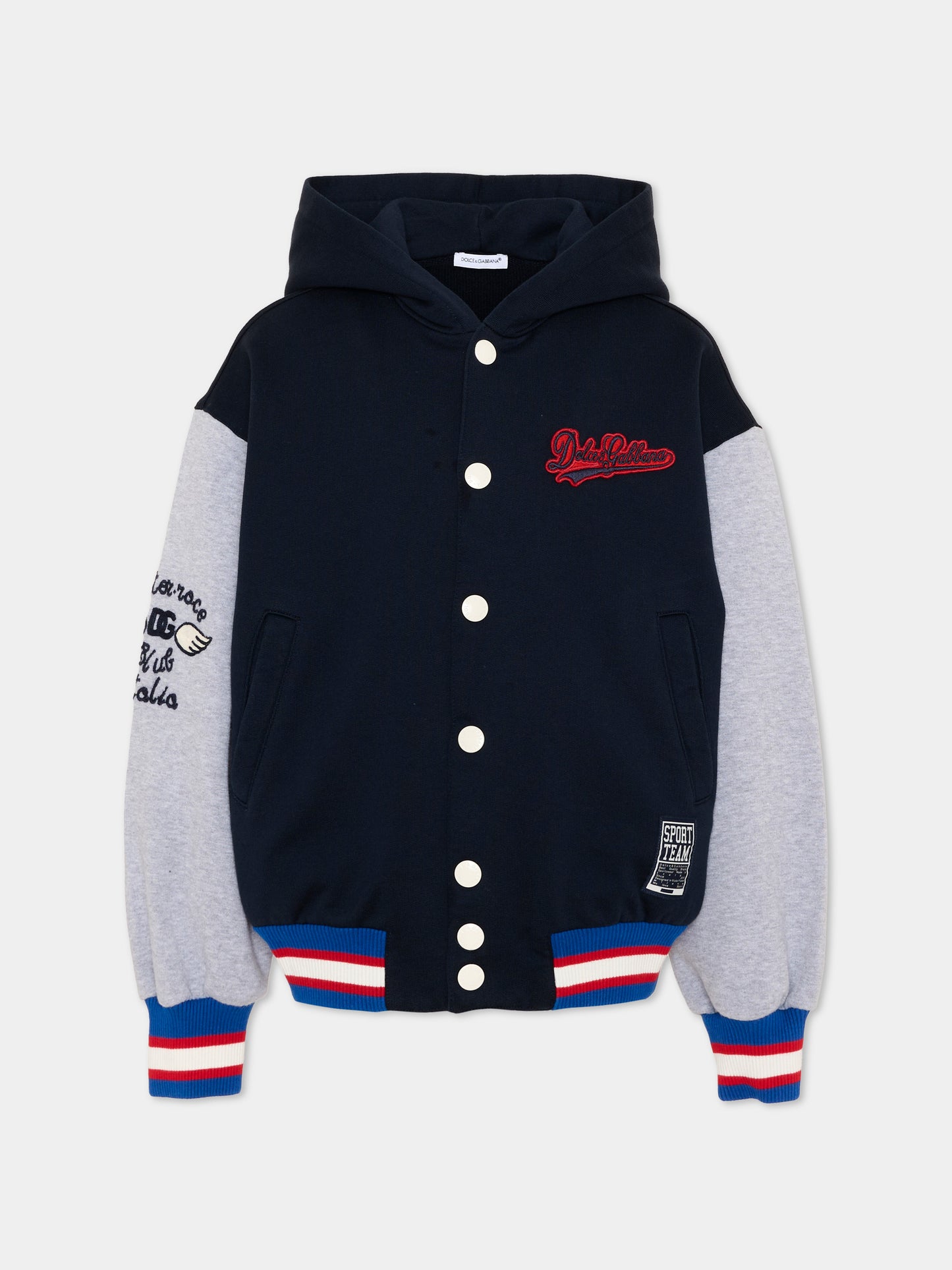 Felpa blu per bambino con logo,Dolce & Gabbana Kids,L4JB8F G7P6N S9000