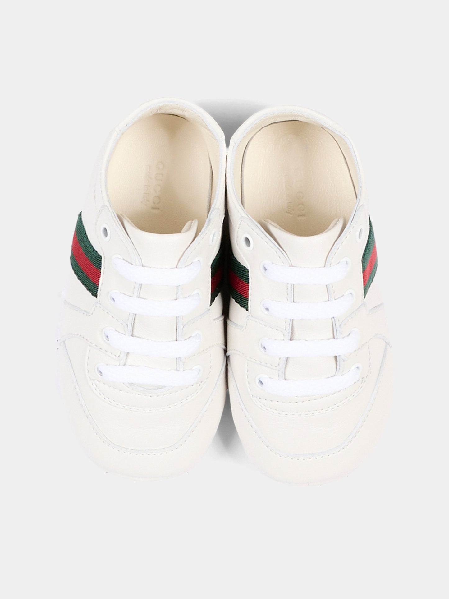 Sneakers bianche per neonato con Web,Gucci Kids,873033 AAGPG 9061