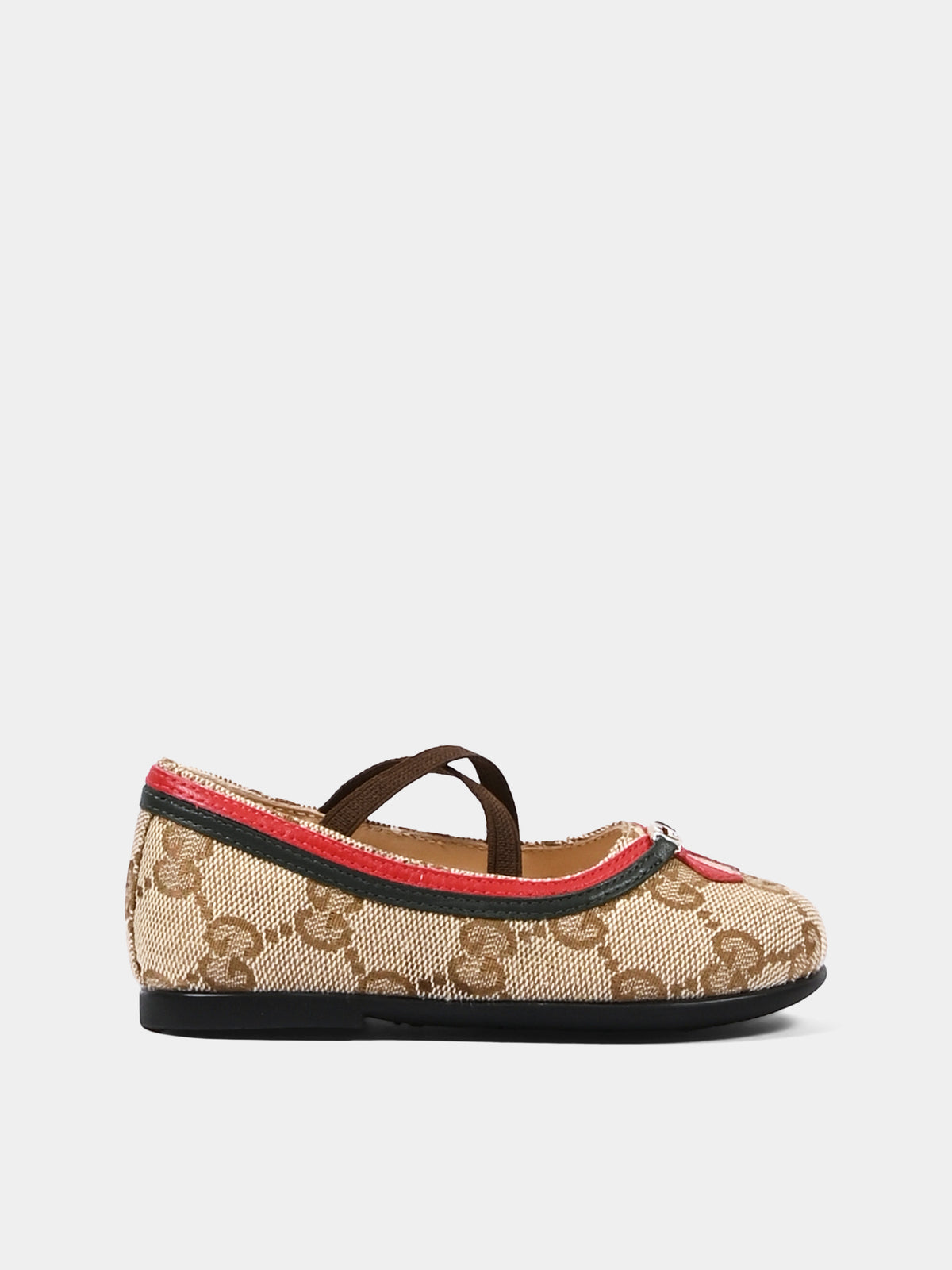 Ballerine beige per bambina con Jacquard GG,Gucci Kids,873044 FAF5H 9645