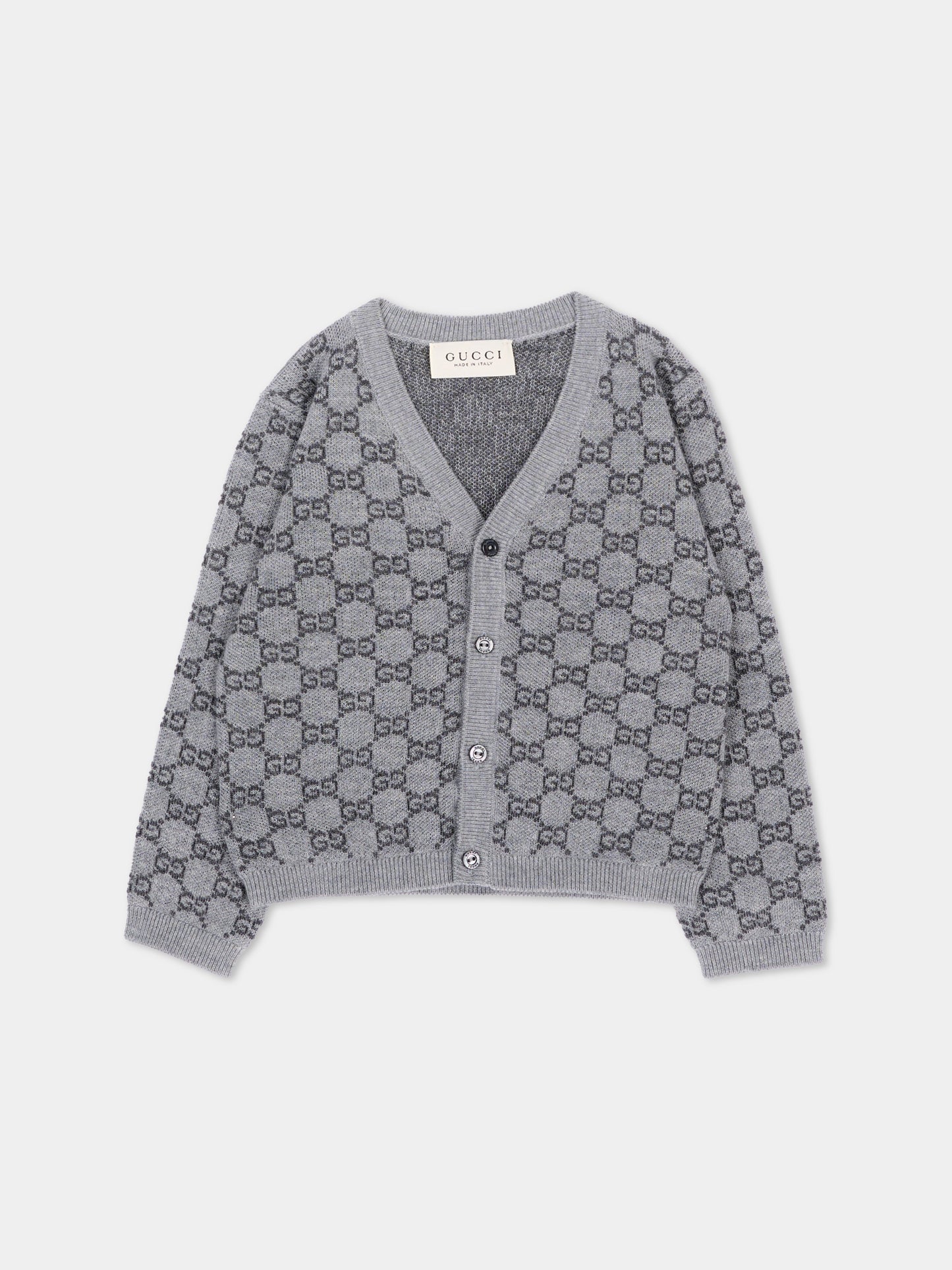 Cardigan grigio monogramma GG per neonato,Gucci Kids,834348 XKEZP 1018