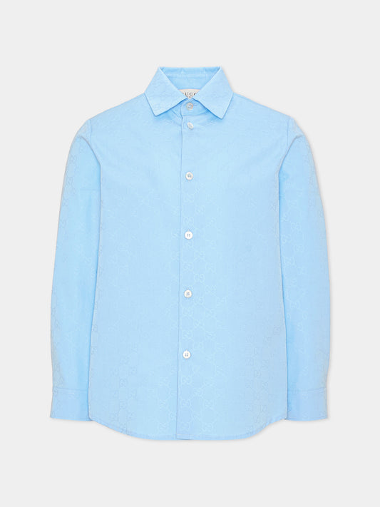 Camicia a manica lunga celeste per bambino,Gucci Kids,870268 XWA9G 4774