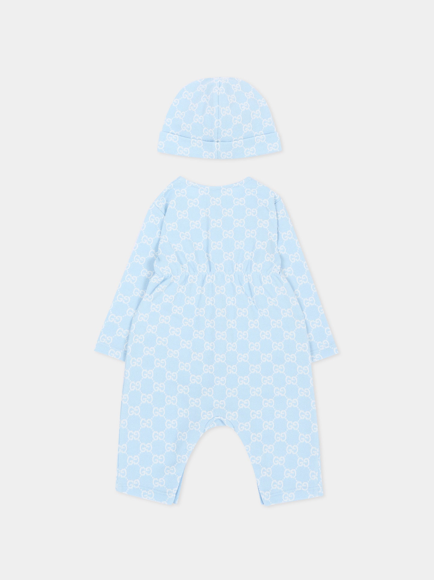 Set Tutina celeste per neonato monogramma GG,Gucci Kids,870882 XJHA9 4914