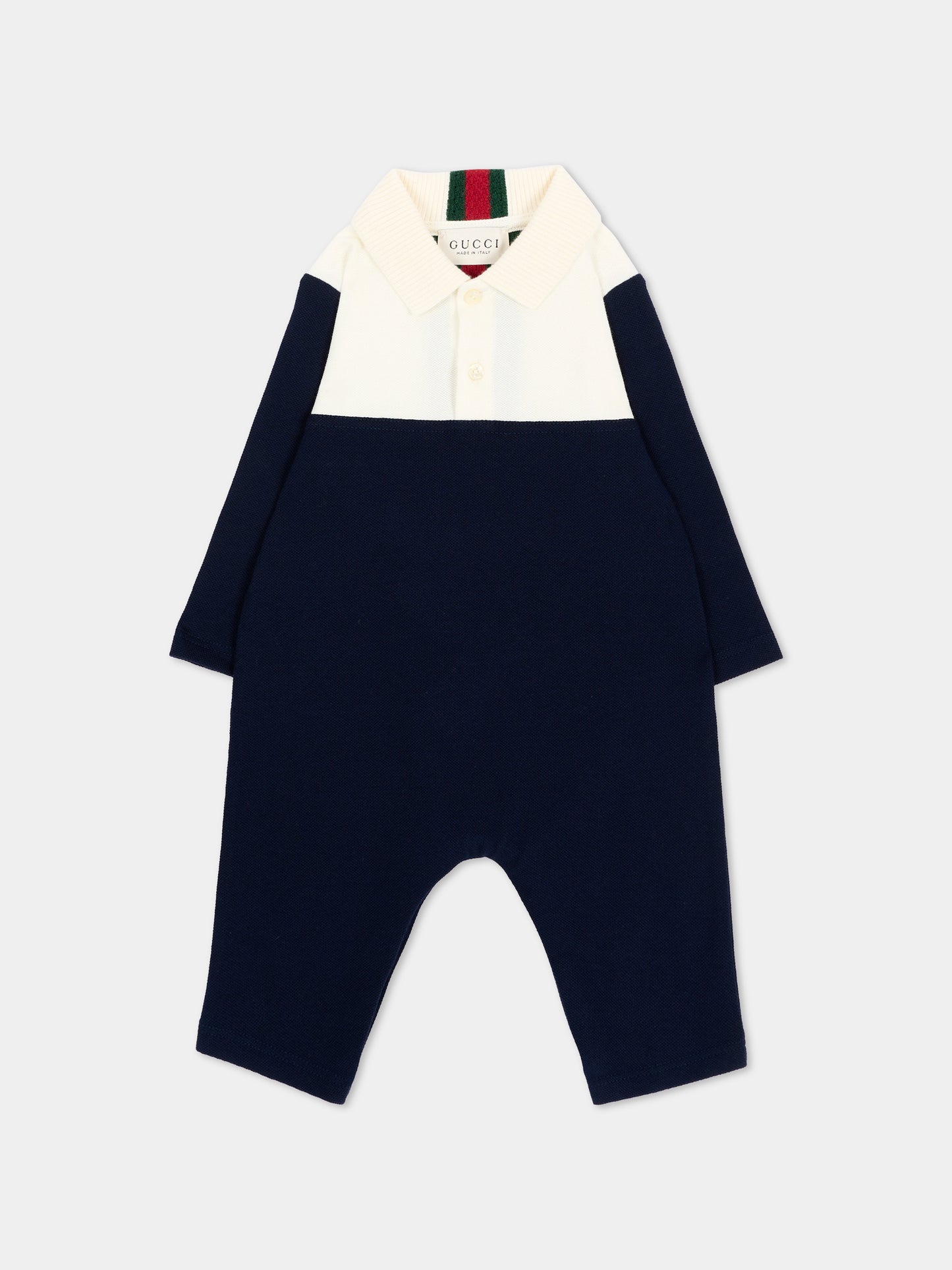 Tutina blu bicolore per neonato,Gucci Kids,870880 XJHVF 4306