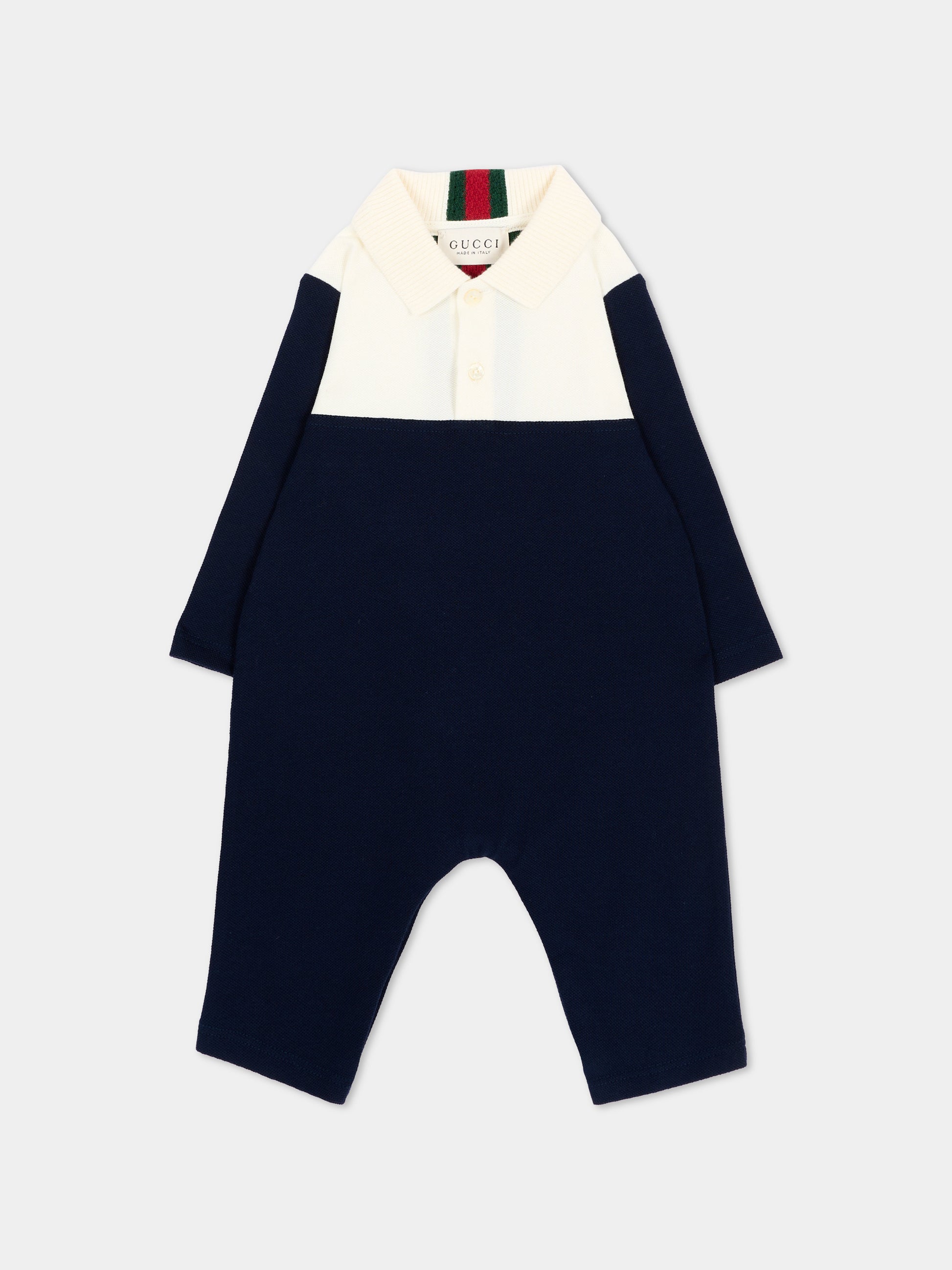 Tutina blu bicolore per neonato,Gucci Kids,870880 XJHVF 4306