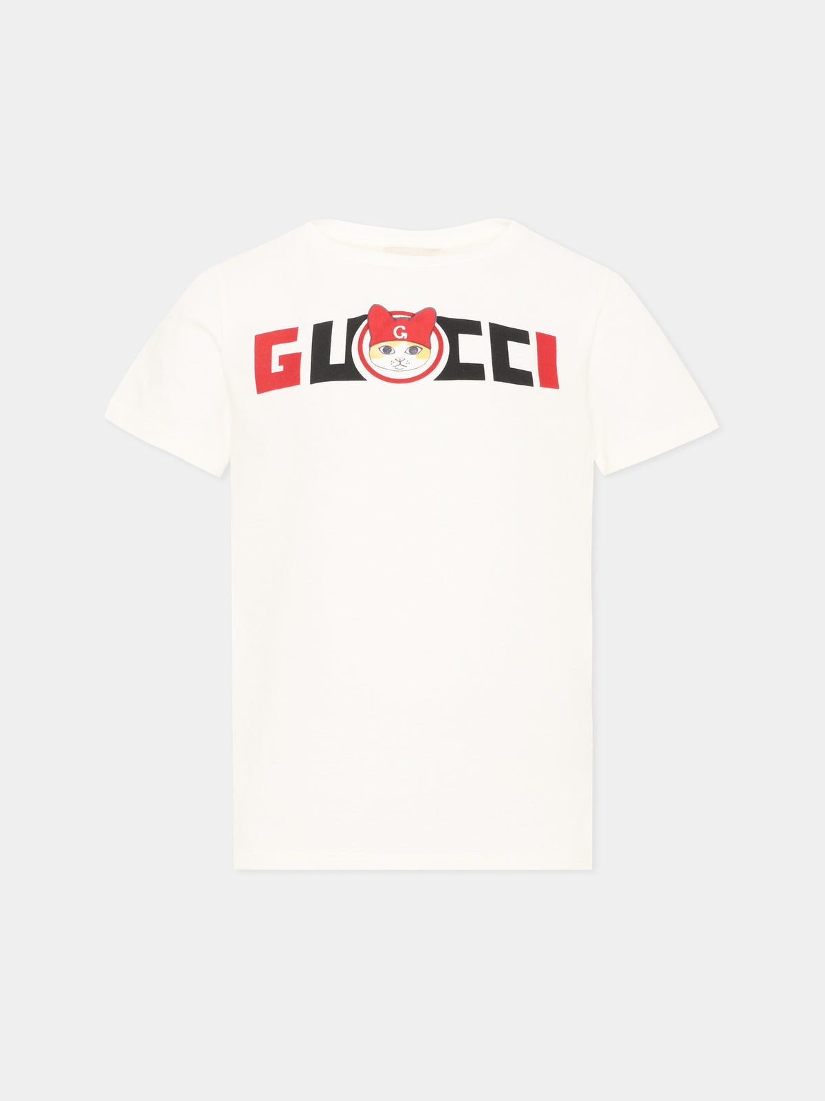 T-shirt a manica corta avorio per bambino logo