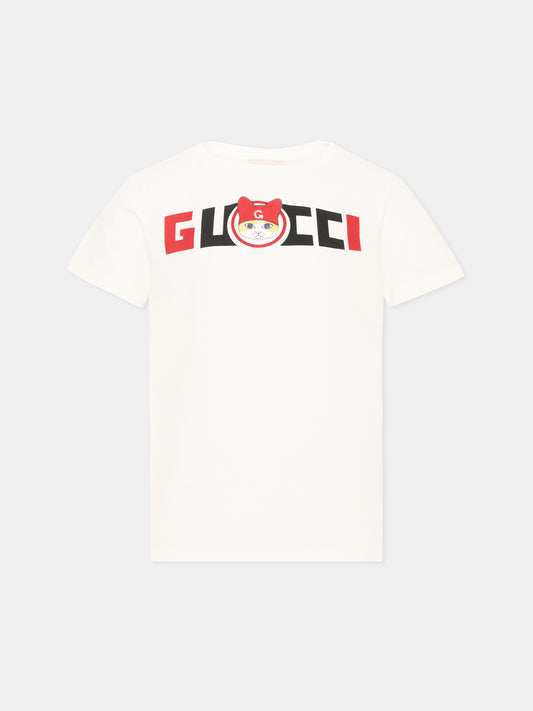 Ivory short sleeve T-shirt for boy logo