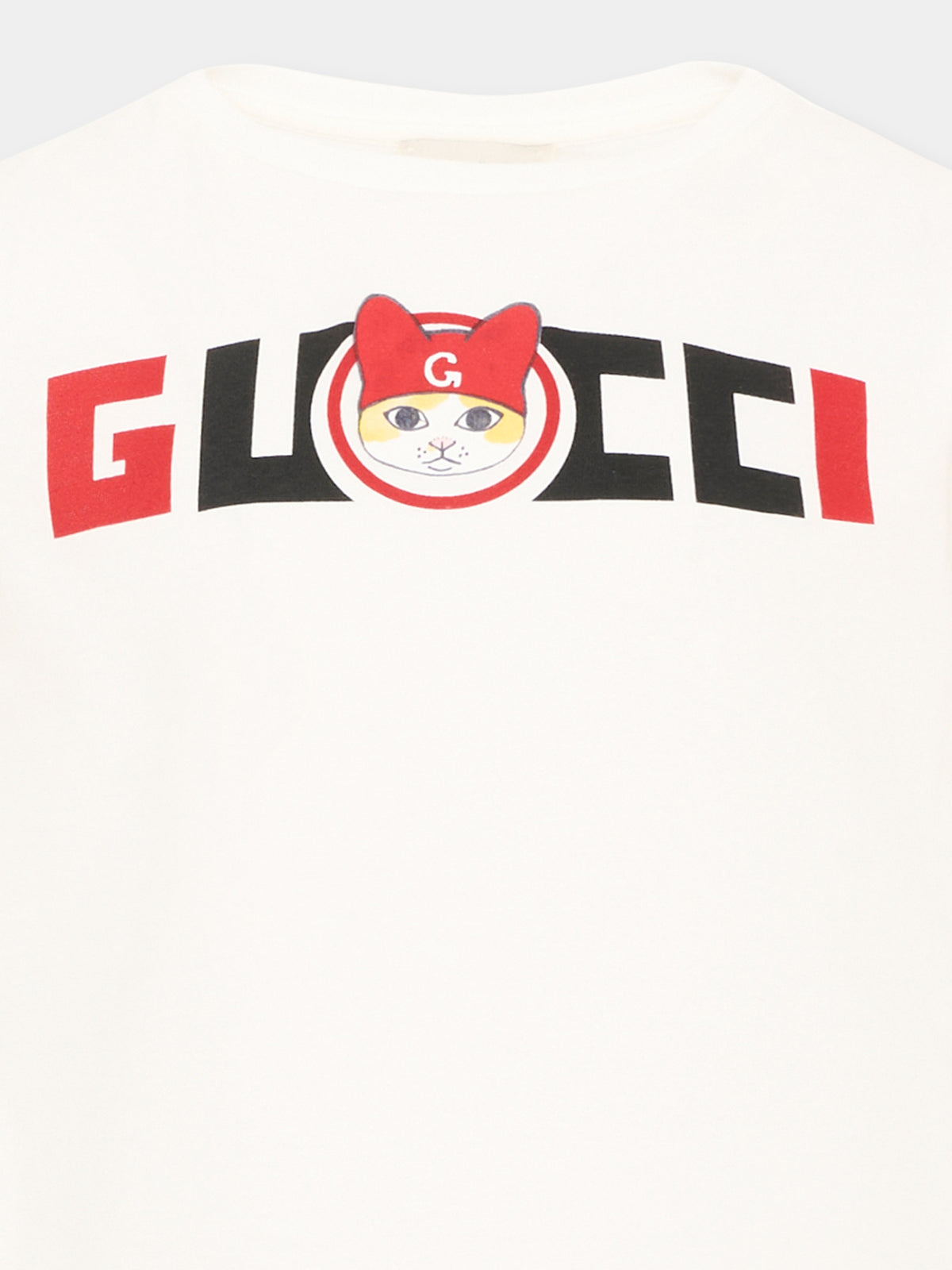 T-shirt a manica corta avorio per bambino logo