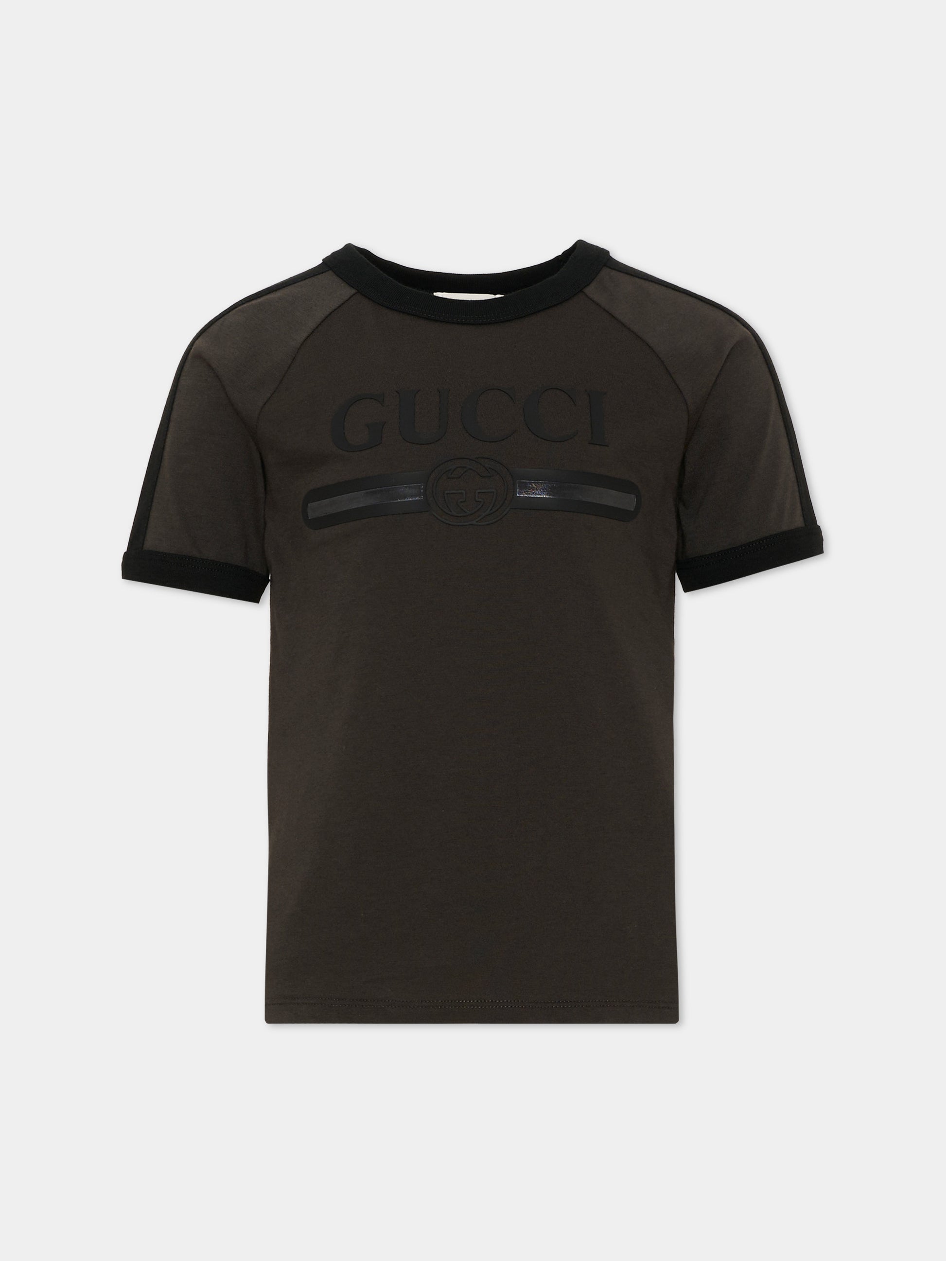 T-shirt a manica corta nera logo,Gucci Kids,864634 XJHW6 1073