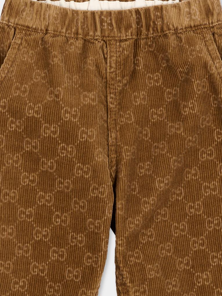 Brown pants for Baby Boy with GG monogram