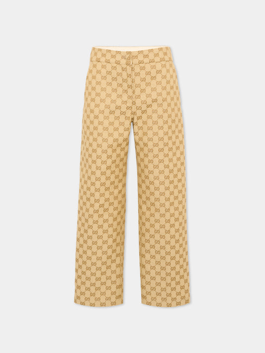 Beige GG monogram pants for Girl