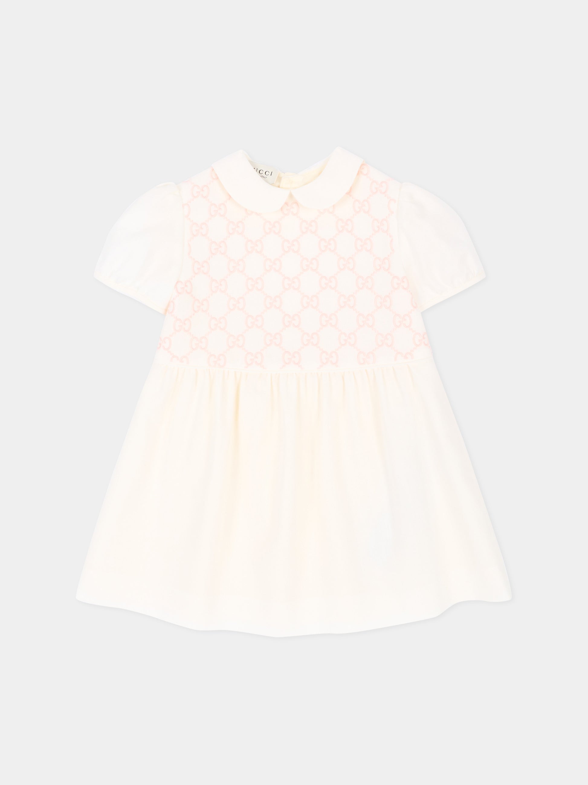 Abito elegante avorio per neonata con monogram GG,Gucci Kids,866851 ZAI9G 9172