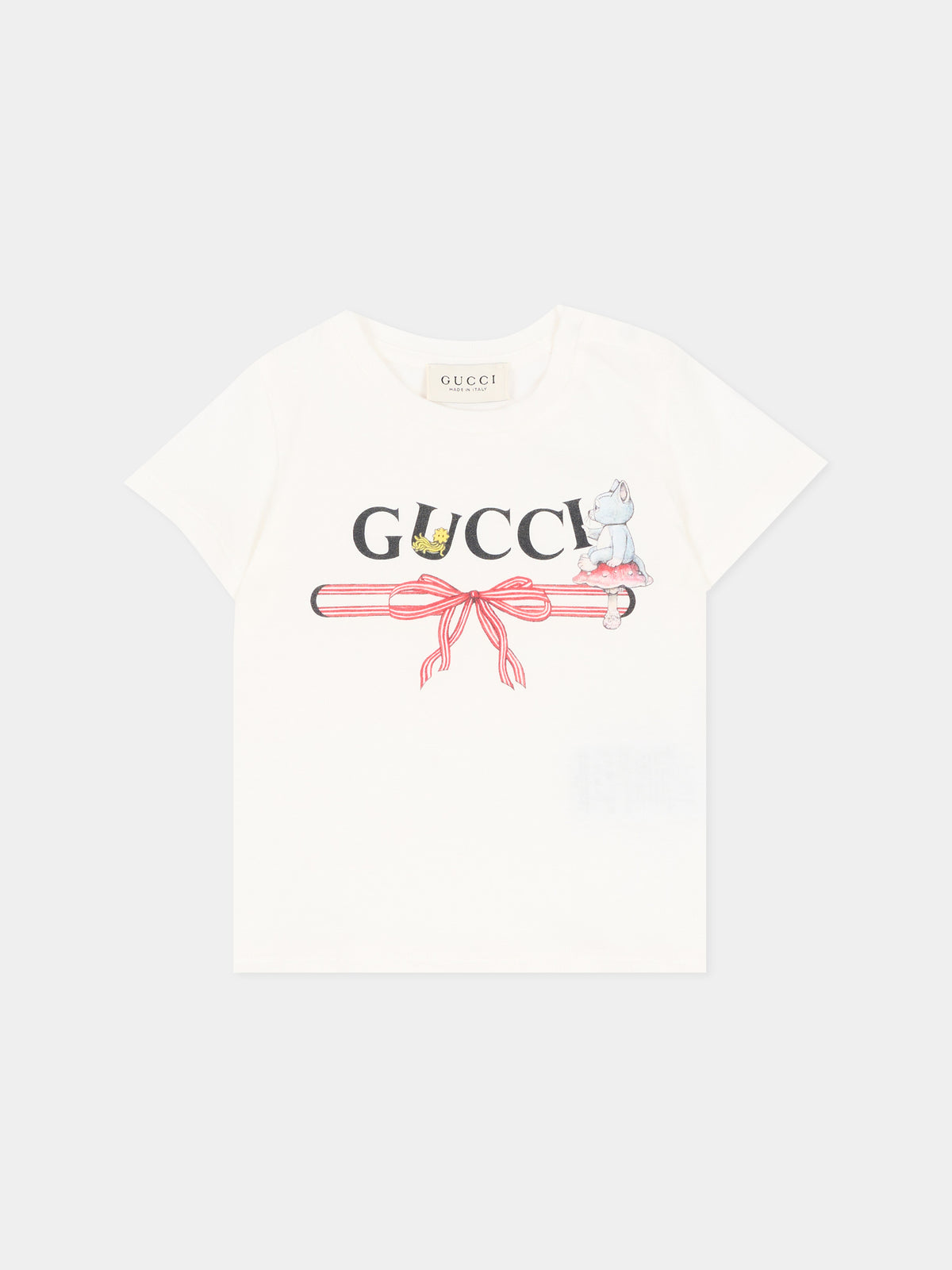 T-shirt bianca per neonata con logo,Gucci Kids,834639 XJHY8 9214