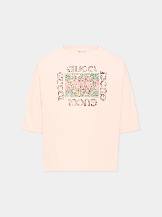 Long sleeve pink T-shirt for Girl logo