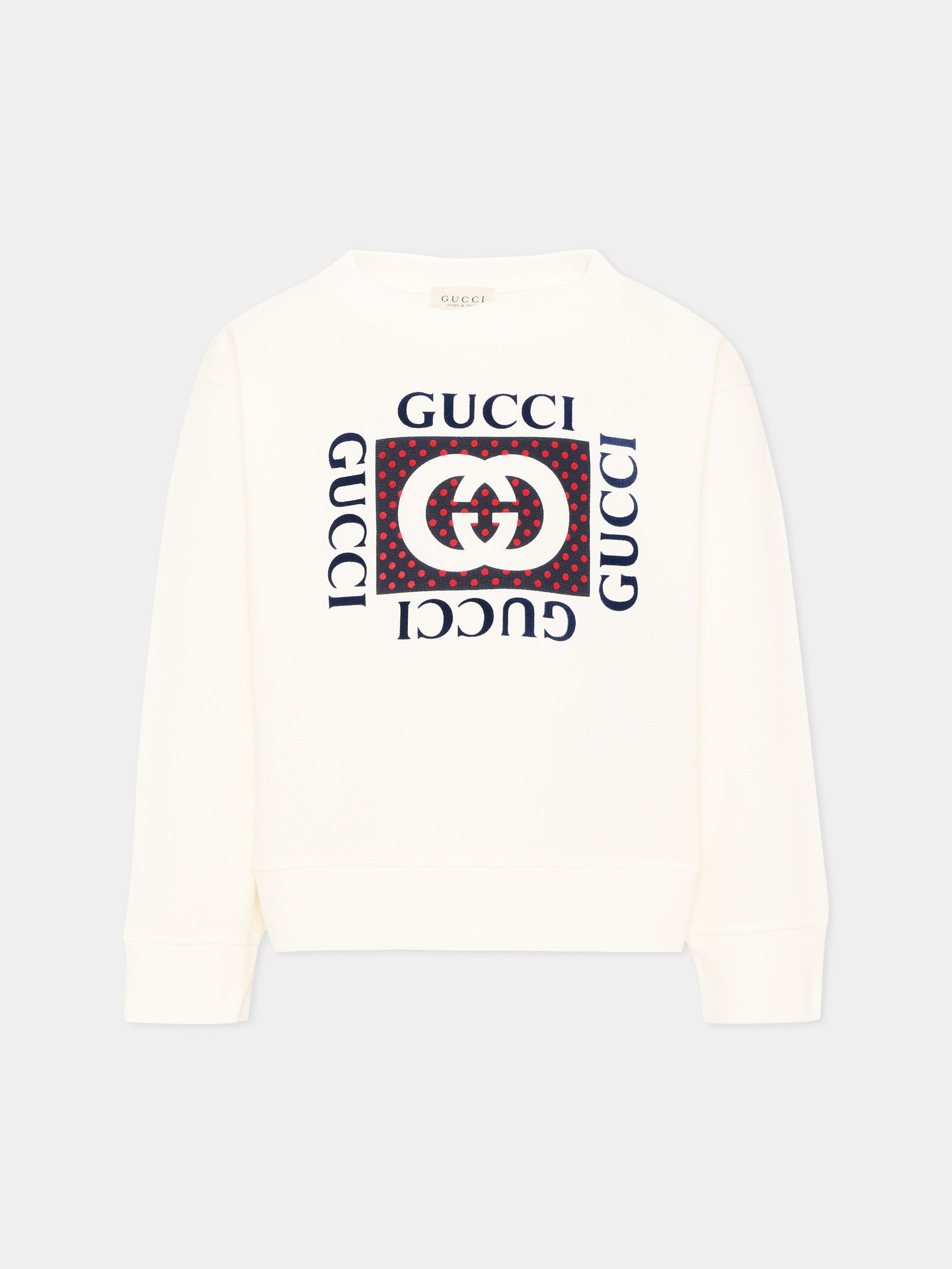 T-shirt a manica lunga avorio per bambina logo,Gucci Kids,873824 XJHYV 9214