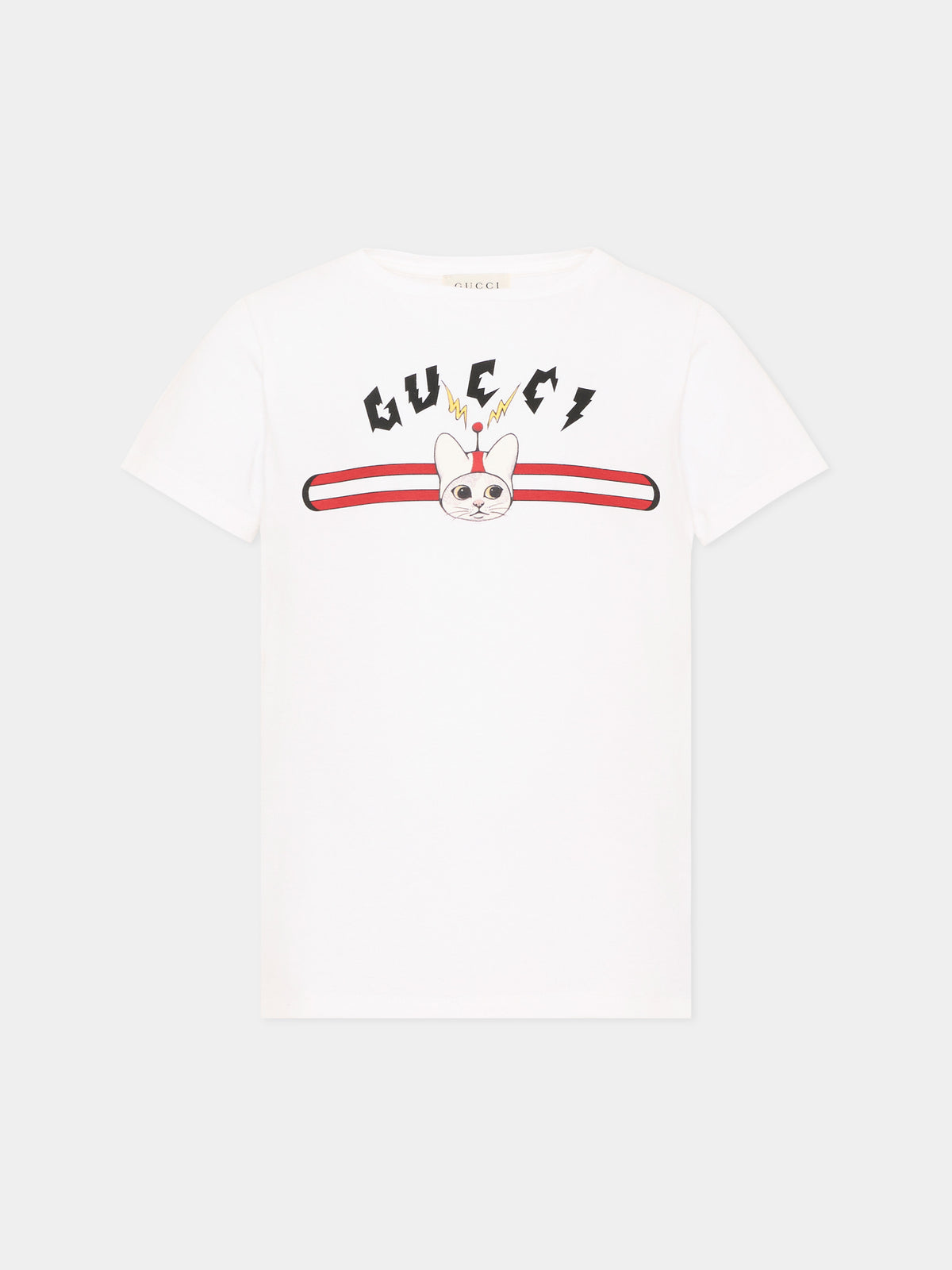 T-shirt a manica corta avorio per bambino stampa logo